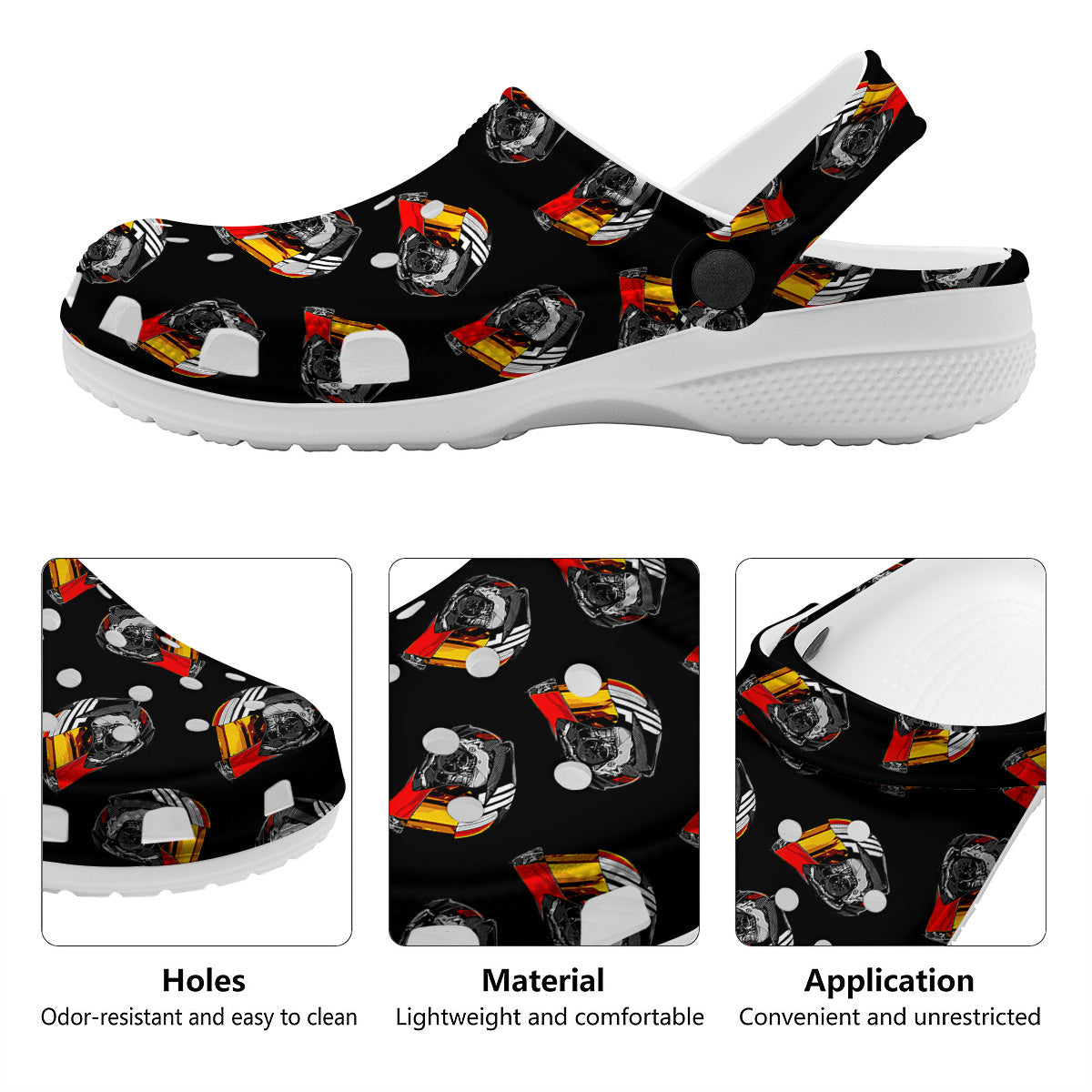Cool Biker Helmet Print Pattern Clog-grizzshop