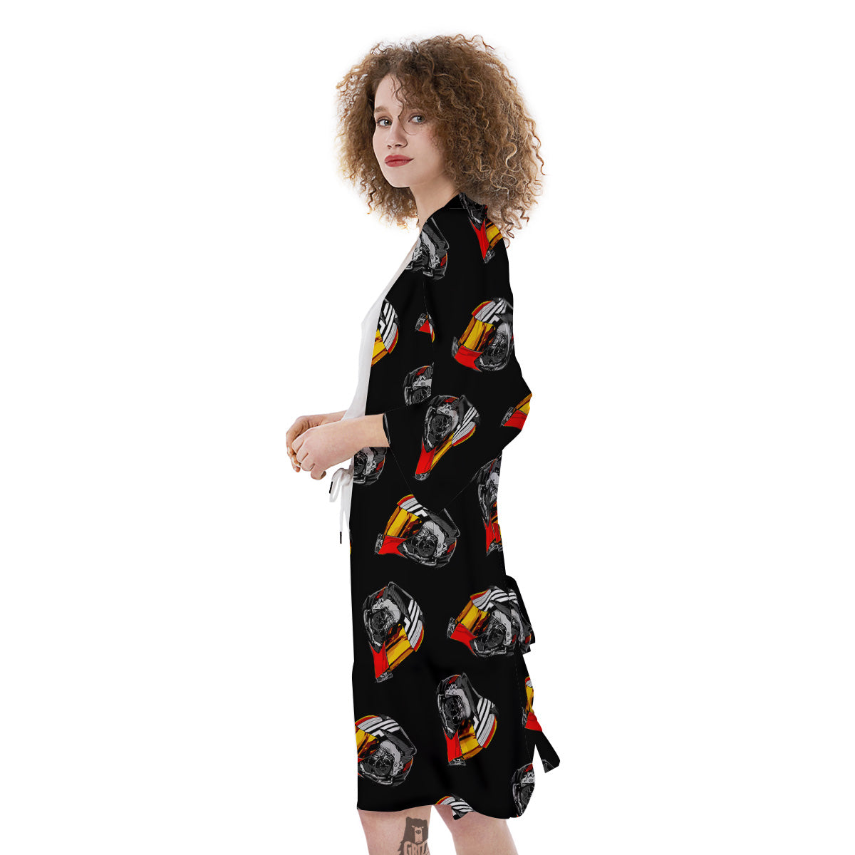 Cool Biker Helmet Print Pattern Kimono-grizzshop