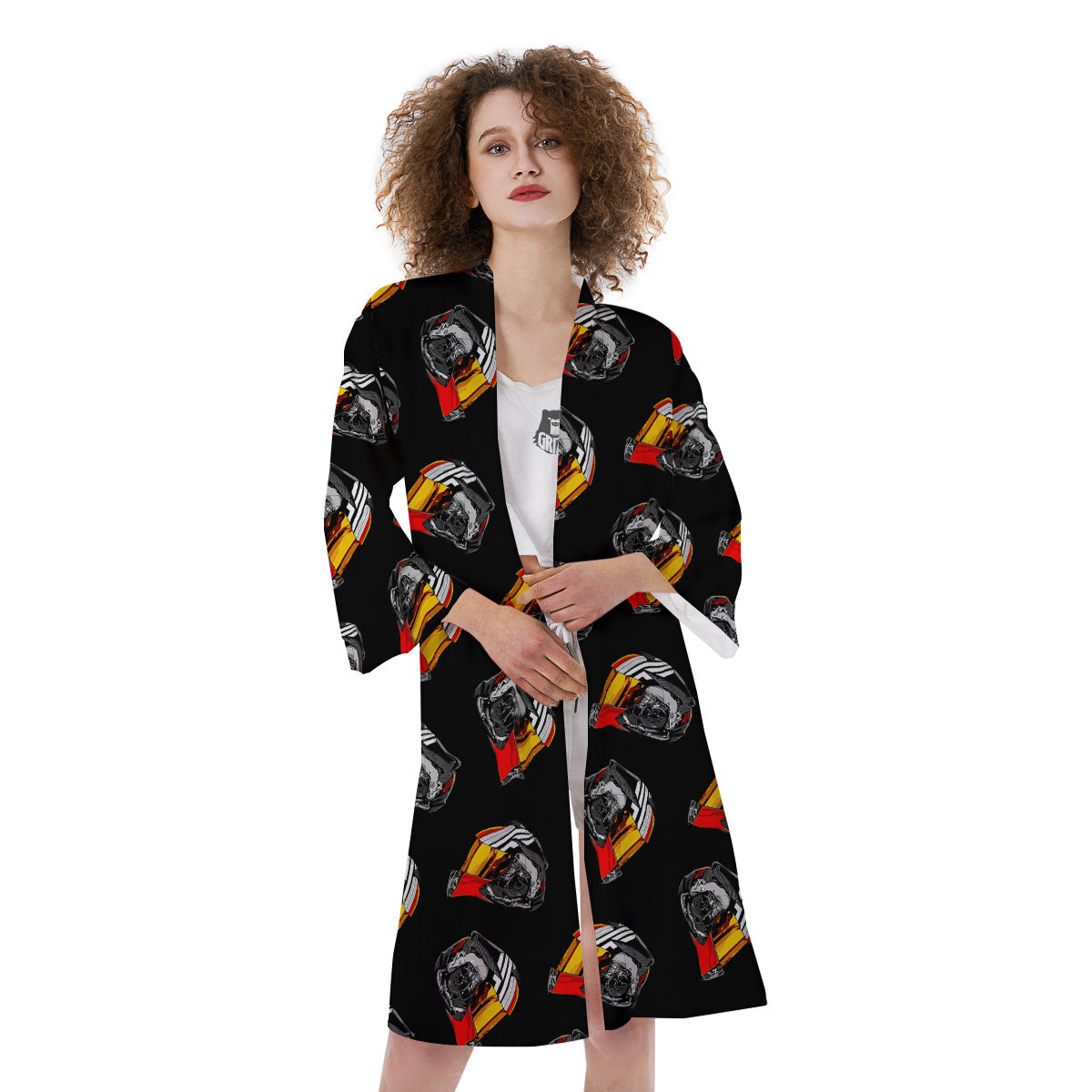 Cool Biker Helmet Print Pattern Kimono-grizzshop