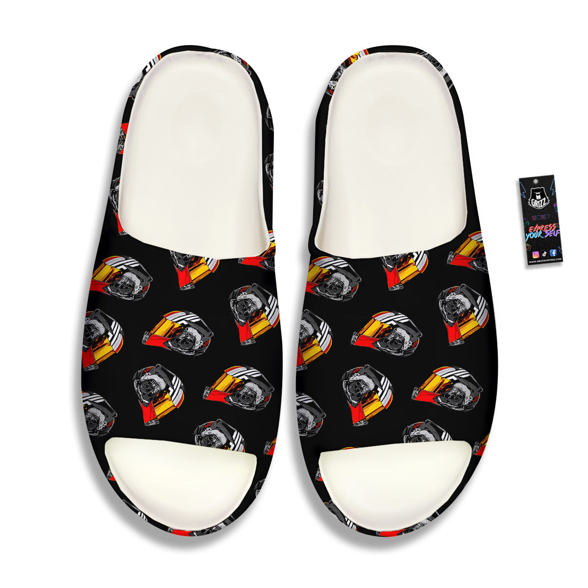 Cool Biker Helmet Print Pattern Sandals-grizzshop