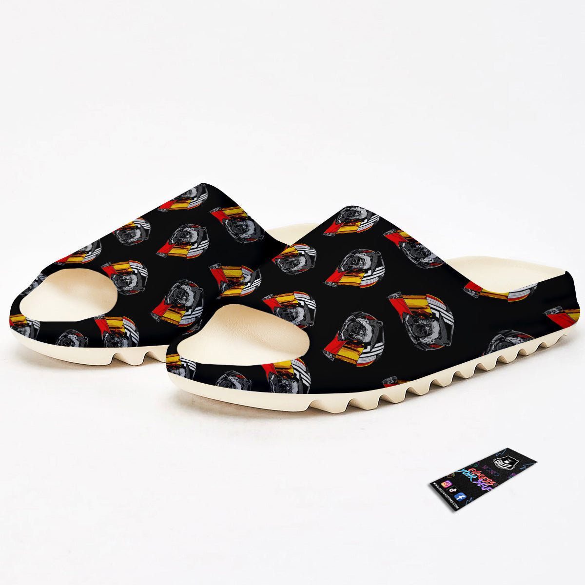 Cool Biker Helmet Print Pattern Sandals-grizzshop