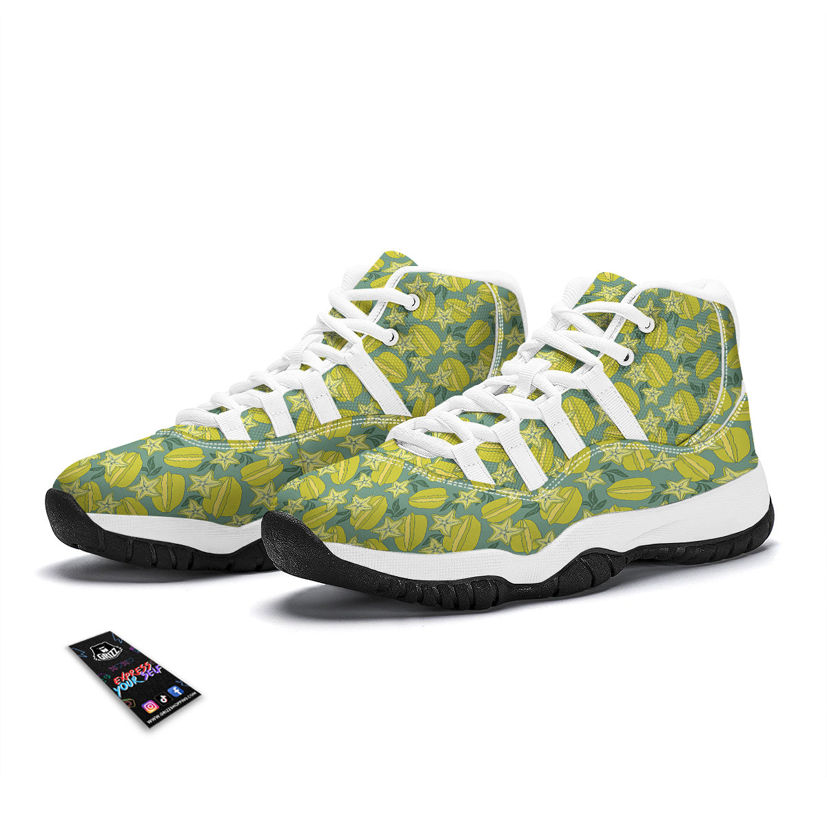 Corambola And Leaf Print Pattern White Bball Shoes-grizzshop