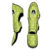 Corambola Green And Yellow Print Pattern Muay Thai Shin Guards-grizzshop