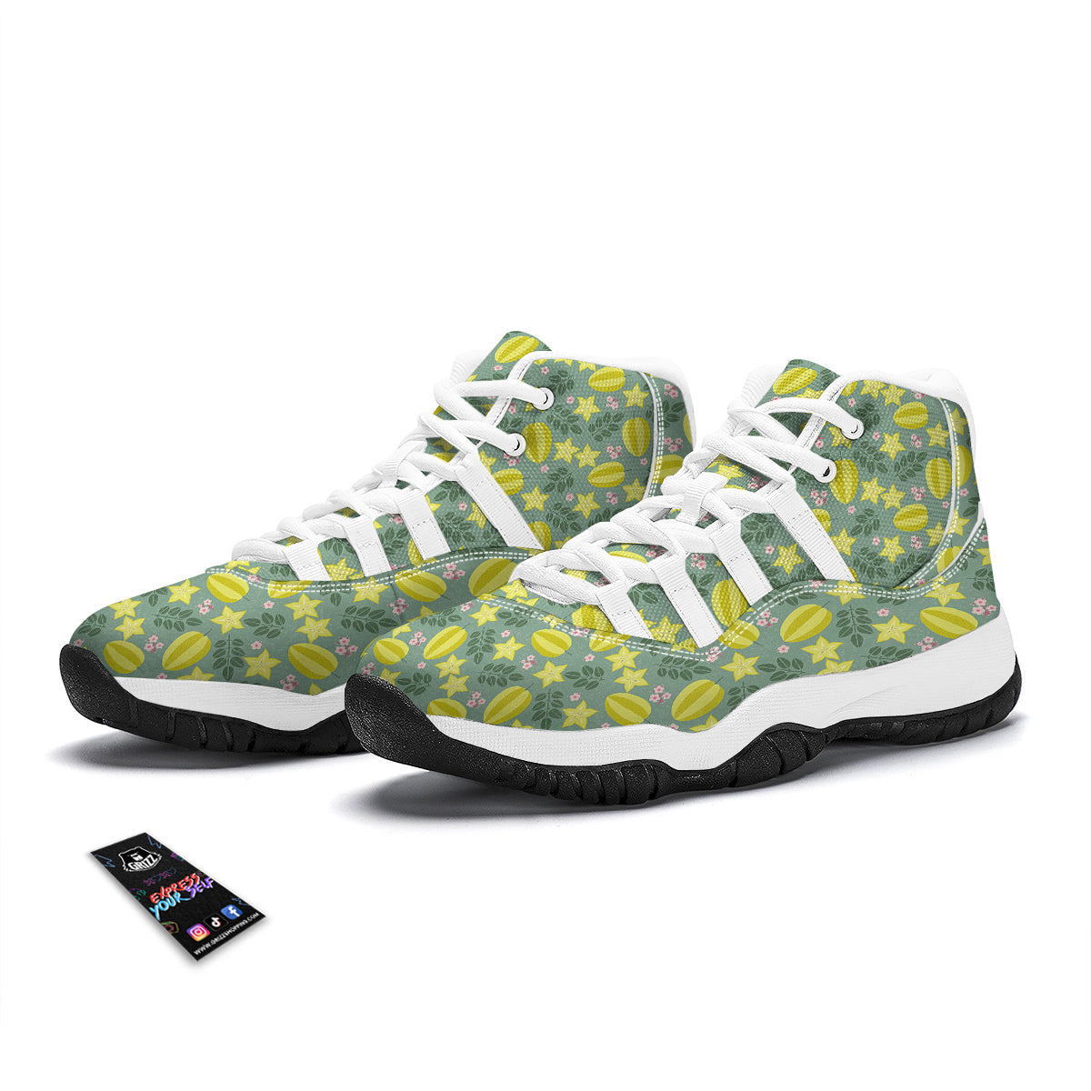 Corambola Vintage Print Pattern White Bball Shoes-grizzshop