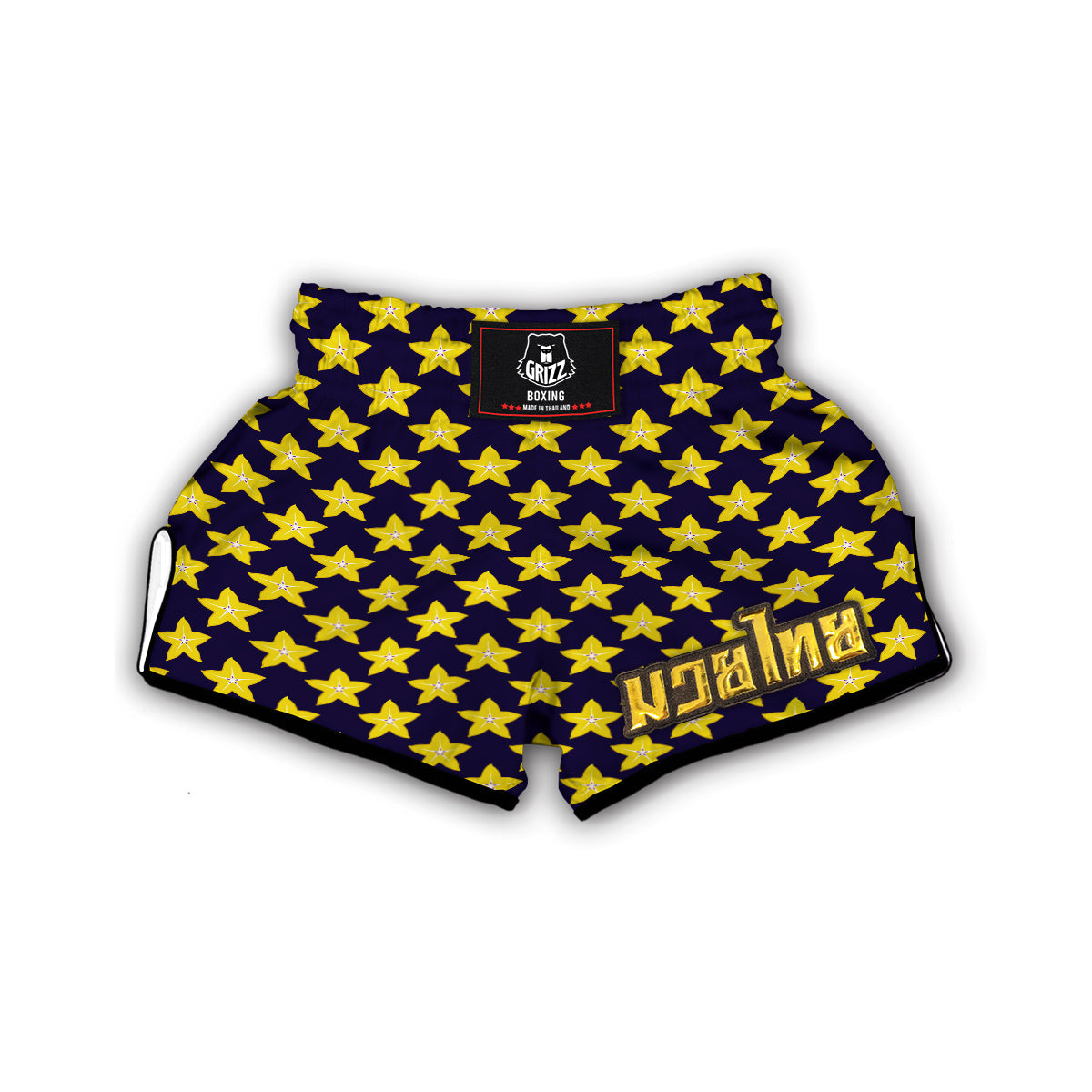 Corambola Yellow Print Pattern Muay Thai Boxing Shorts-grizzshop