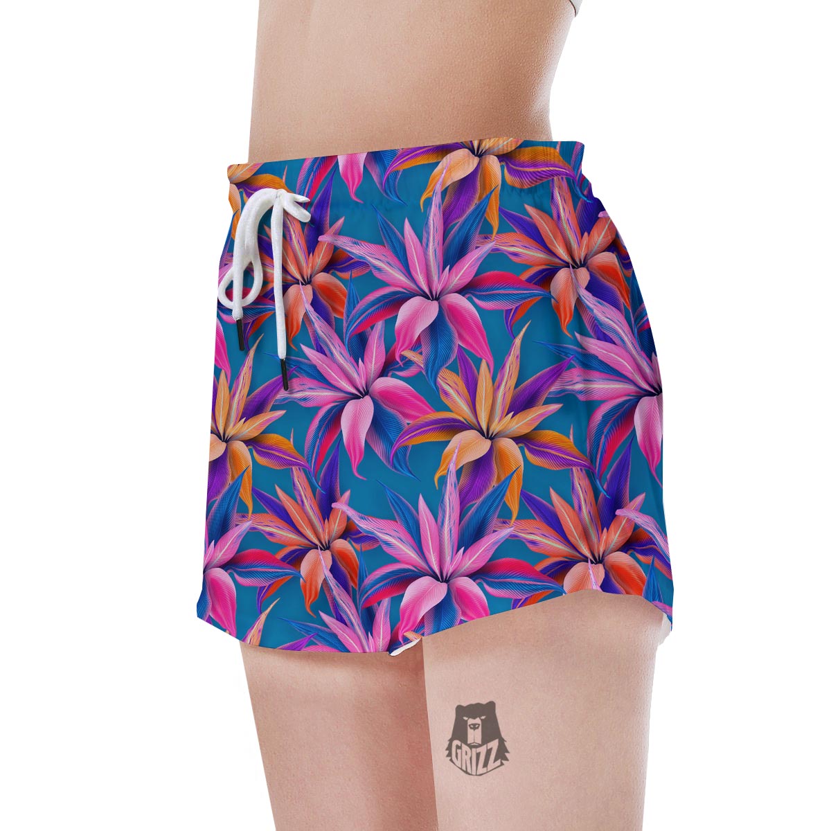 Cordyline Tropical Floral Print Women's Shorts-grizzshop