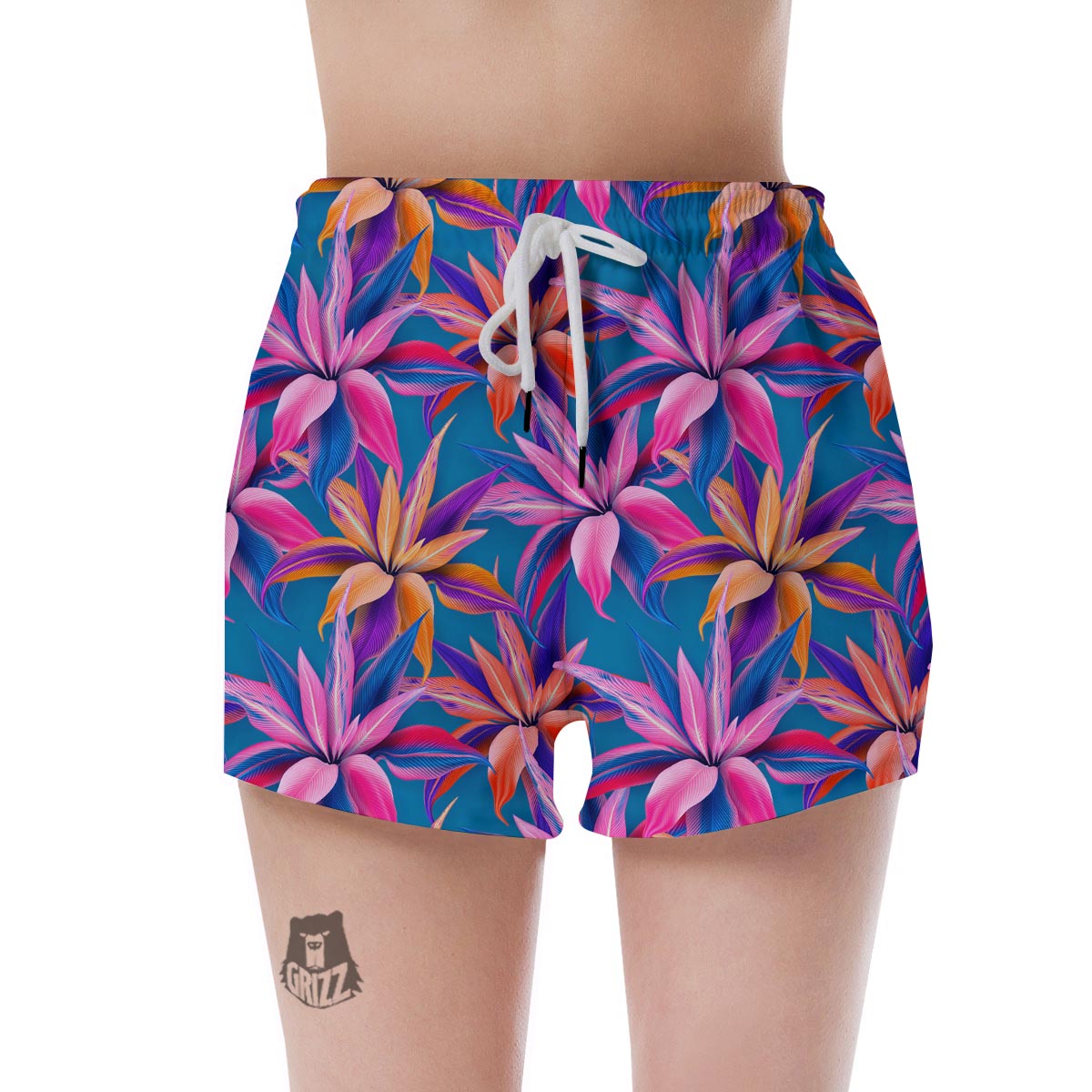 Cordyline Tropical Floral Print Women's Shorts-grizzshop