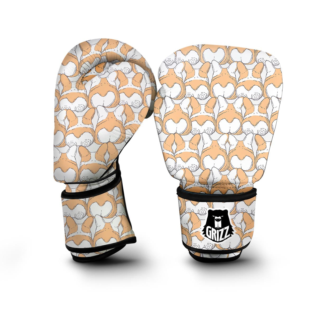 Corgi Butt Pattern Print Boxing Gloves-grizzshop