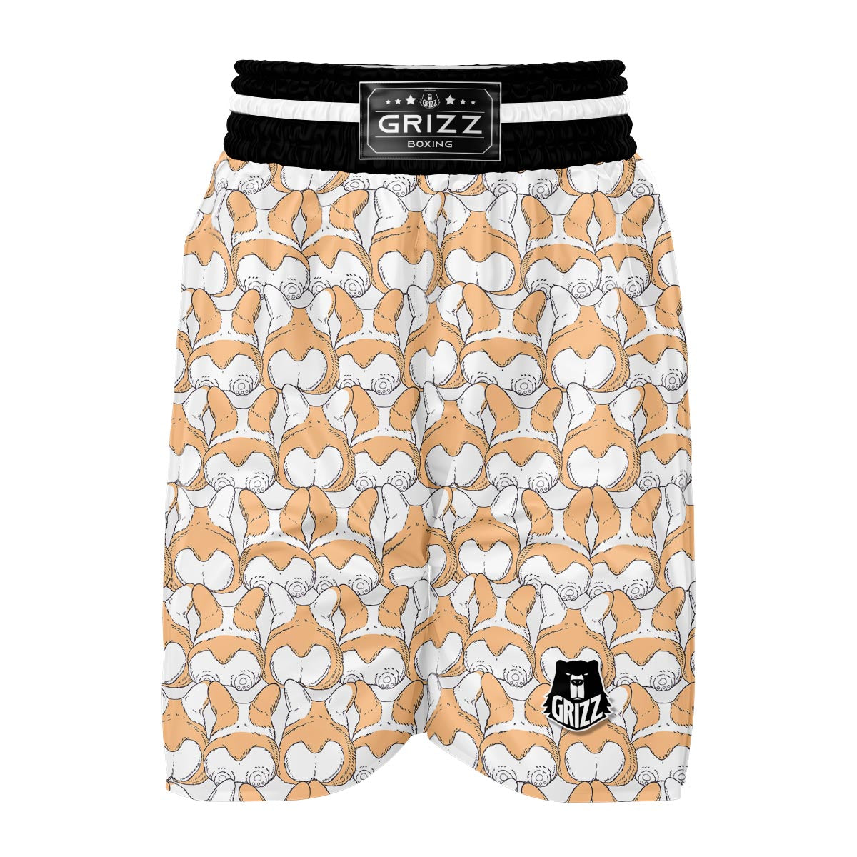 Corgi Butt Pattern Print Boxing Shorts-grizzshop