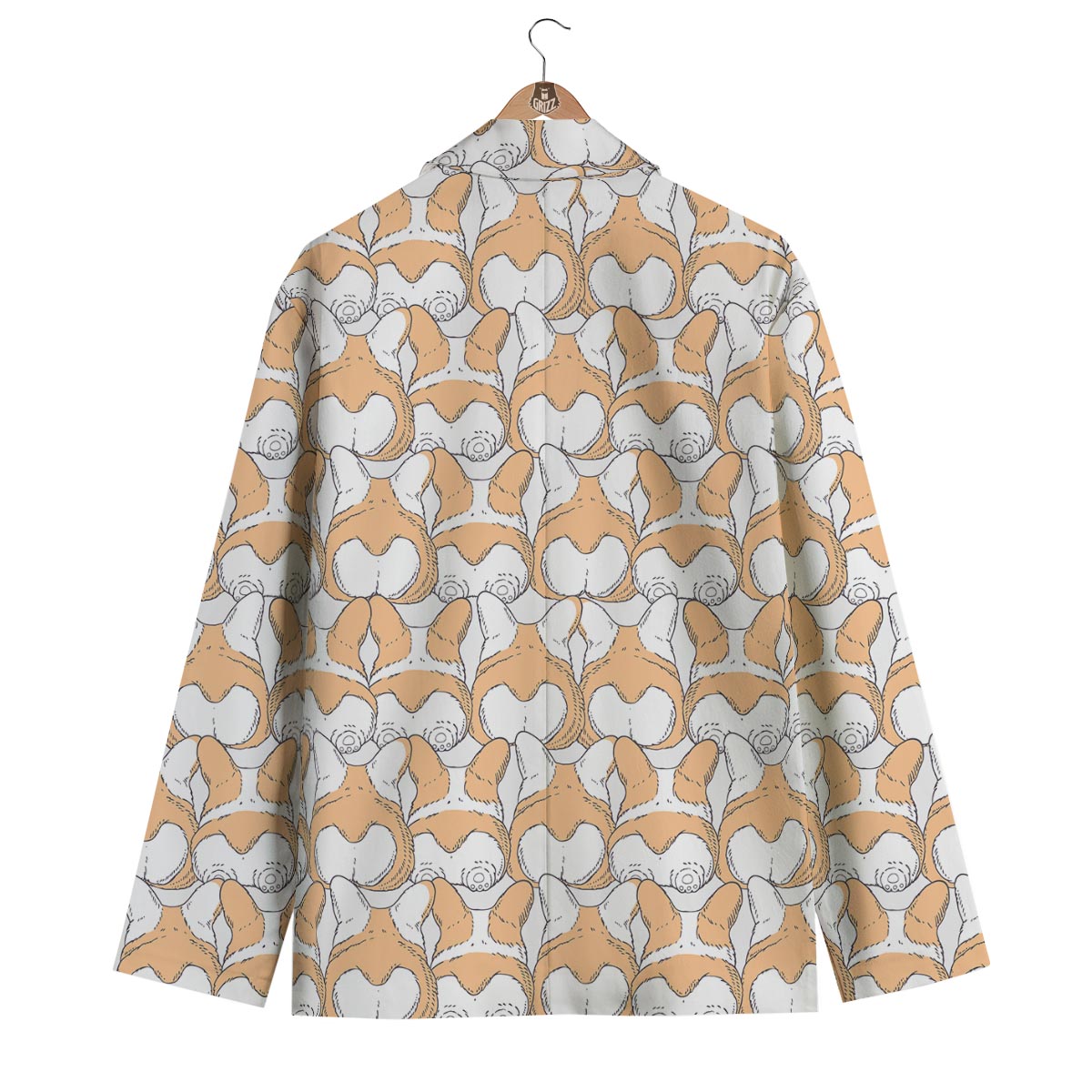 Corgi Butt Pattern Print Men's Blazer-grizzshop