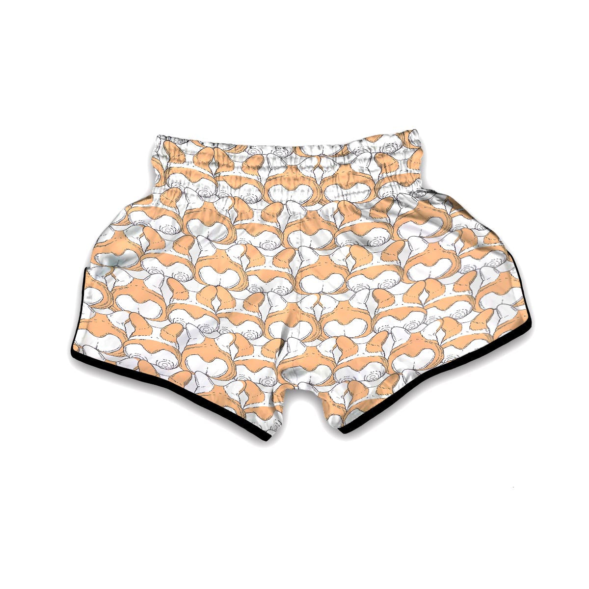 Corgi Butt Pattern Print Muay Thai Boxing Shorts-grizzshop
