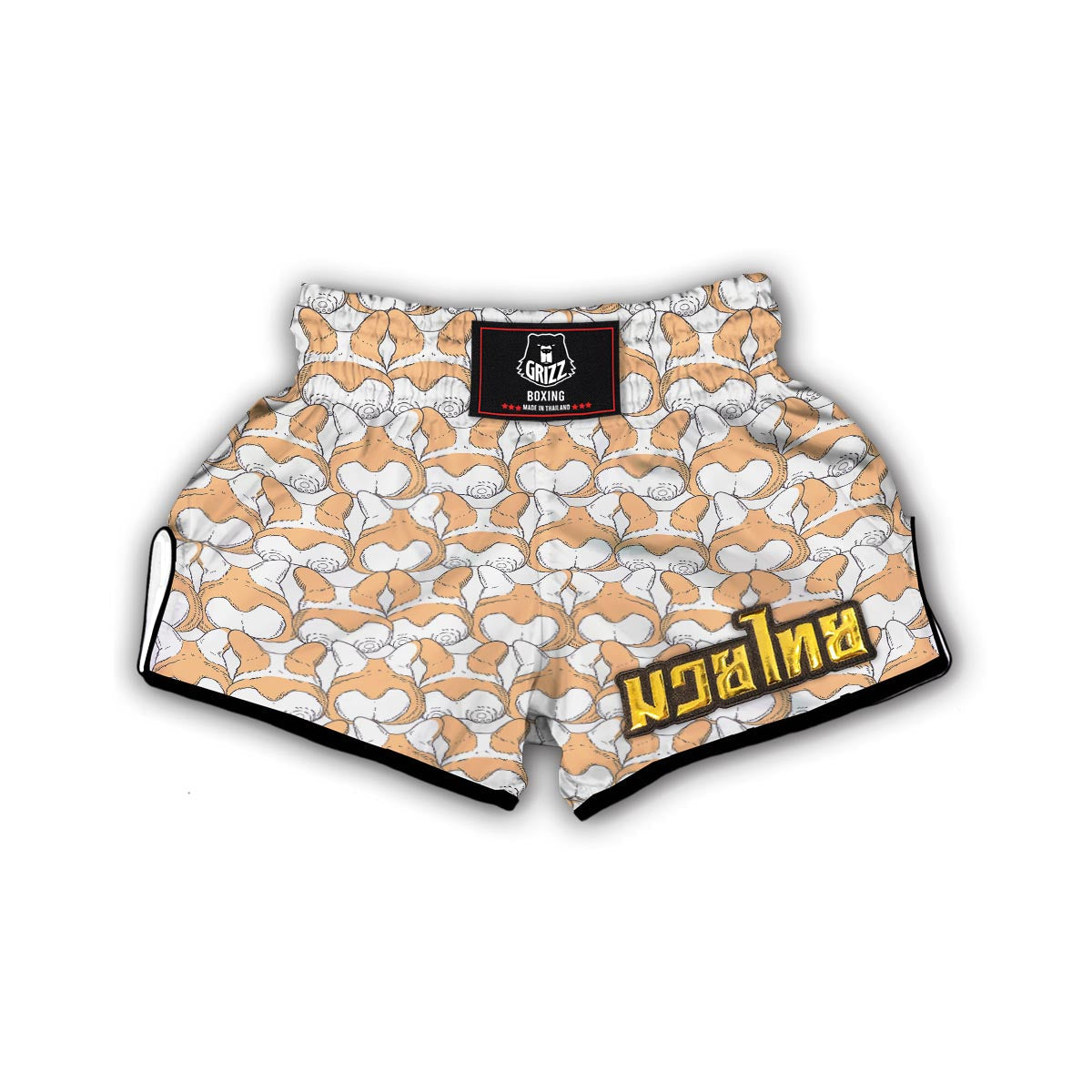 Corgi Butt Pattern Print Muay Thai Boxing Shorts-grizzshop