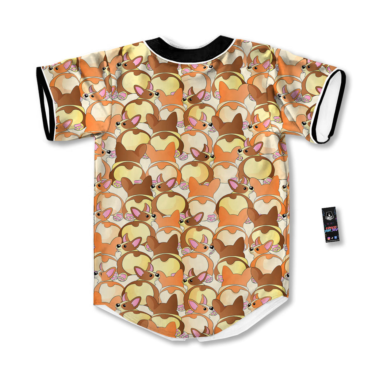 Corgi Butt Print Pattern Baseball Jersey-grizzshop