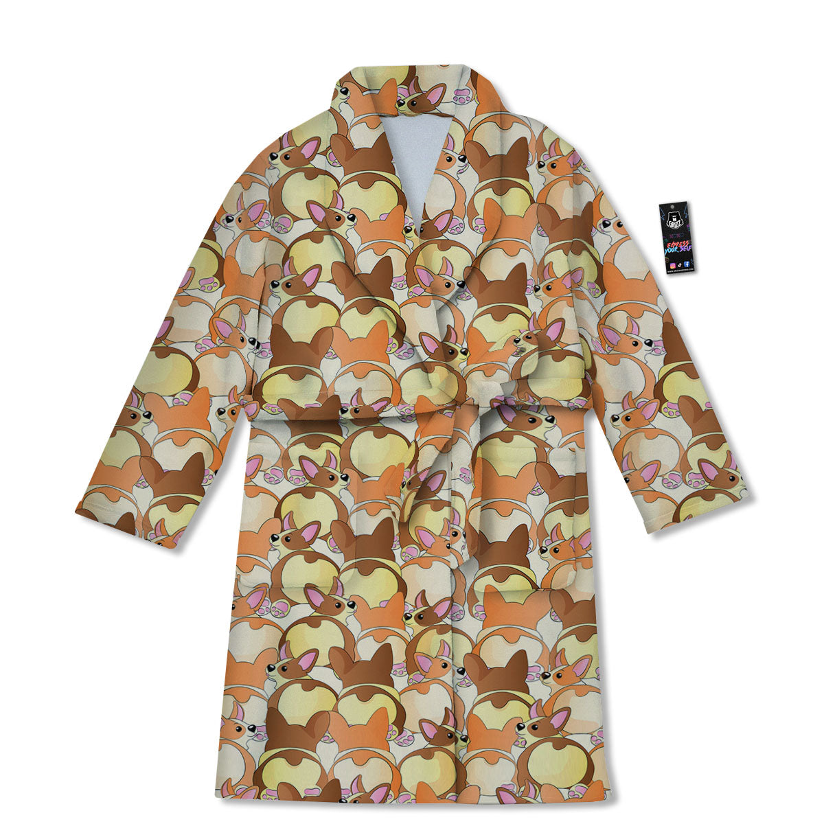 Corgi Butt Print Pattern Bathrobe-grizzshop