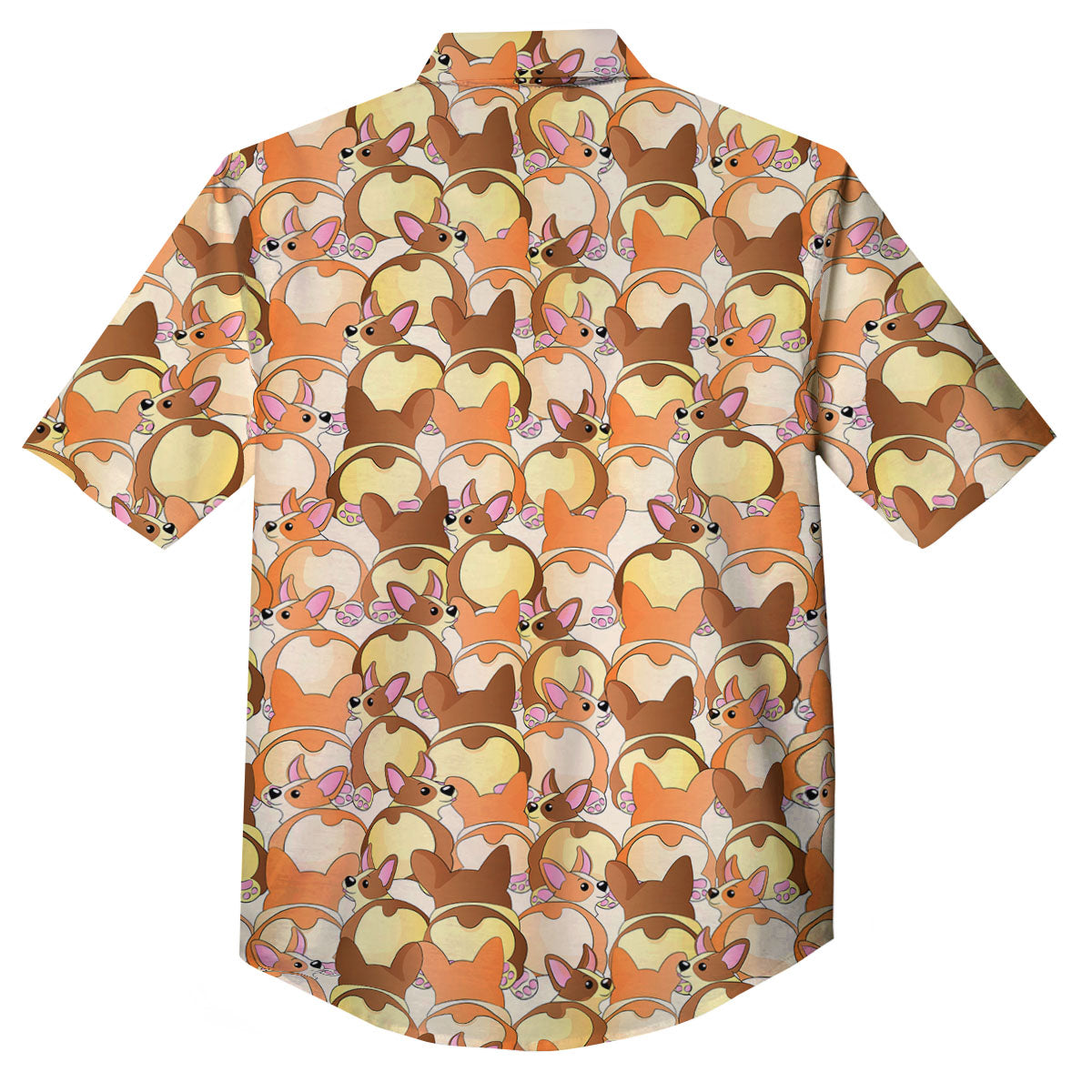Corgi Butt Print Pattern Button Up Shirt-grizzshop