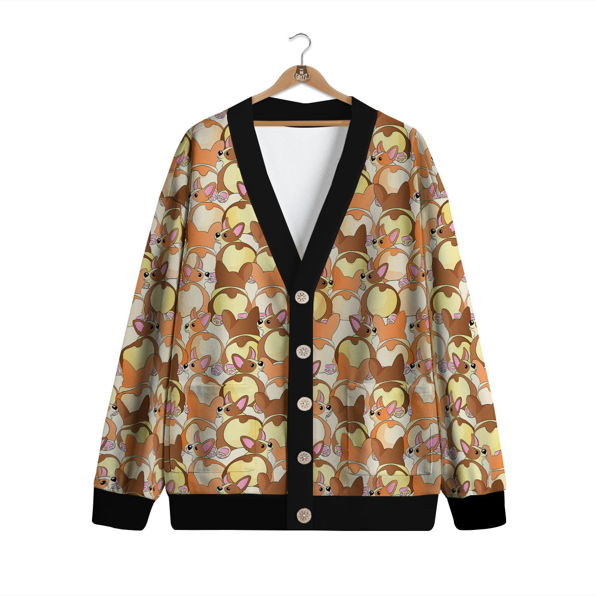 Corgi Butt Print Pattern Cardigan-grizzshop