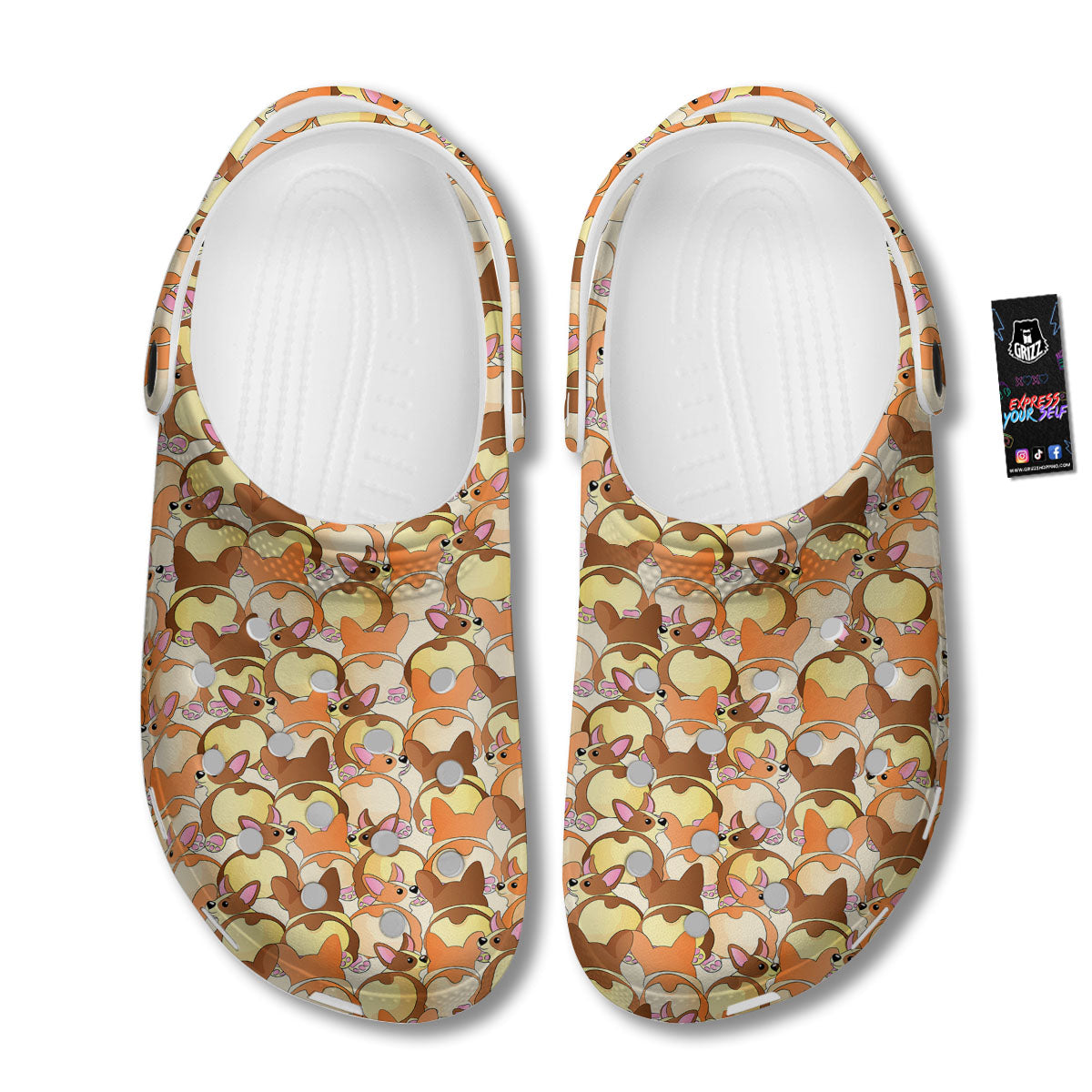 Corgi Butt Print Pattern Clog-grizzshop