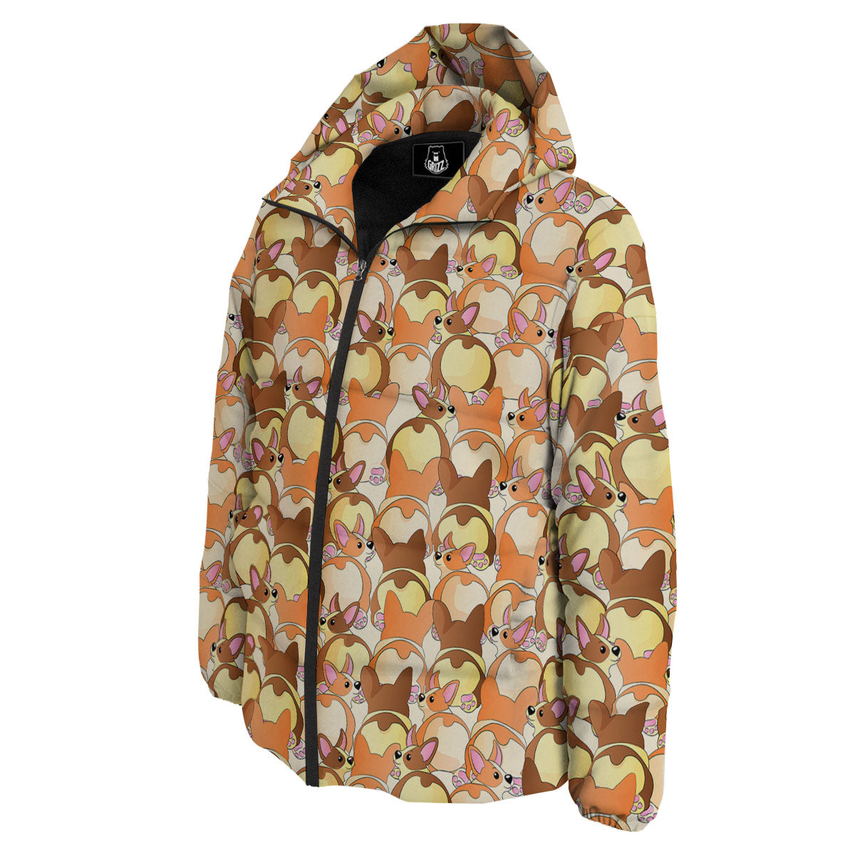 Corgi Butt Print Pattern Down Jacket-grizzshop