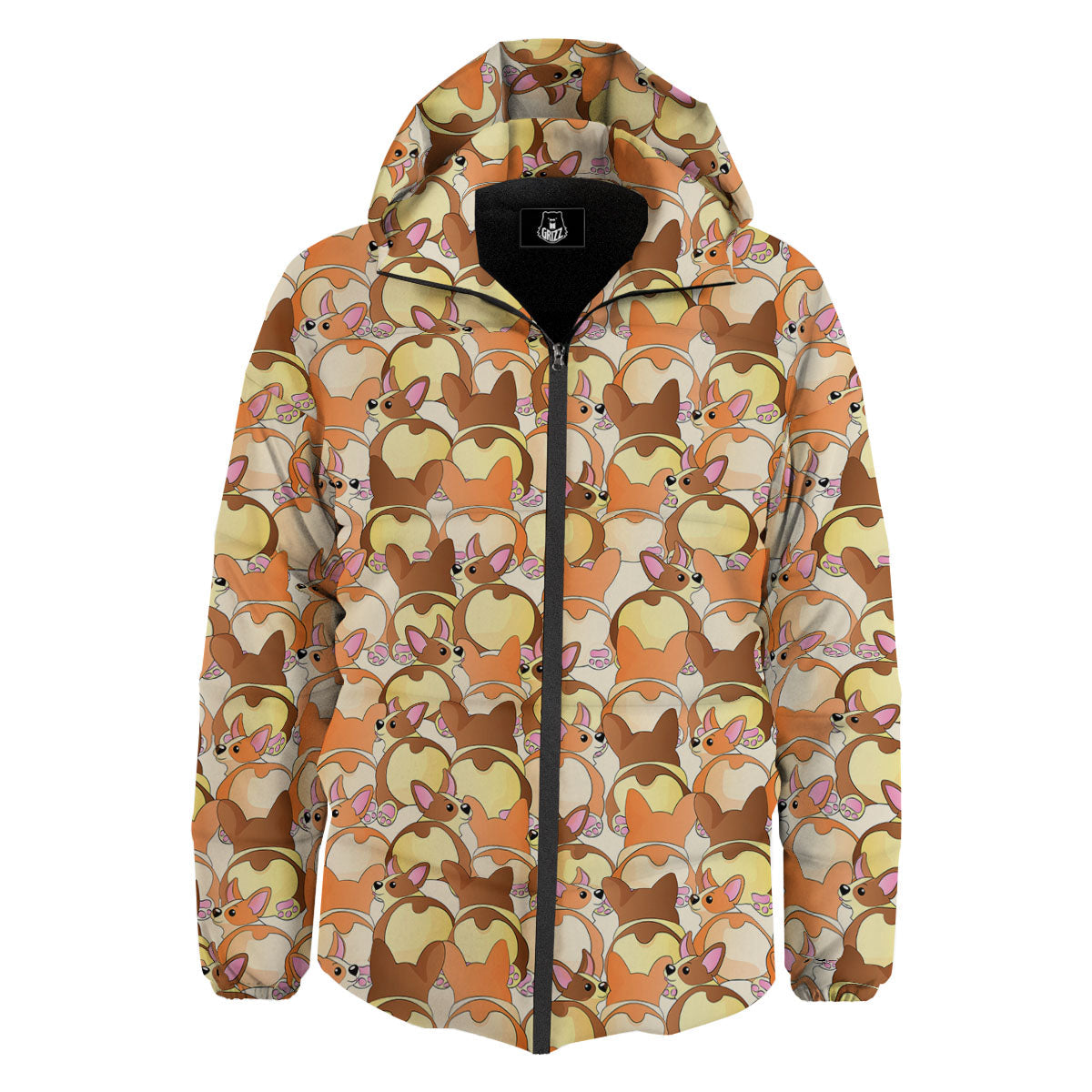 Corgi Butt Print Pattern Down Jacket-grizzshop