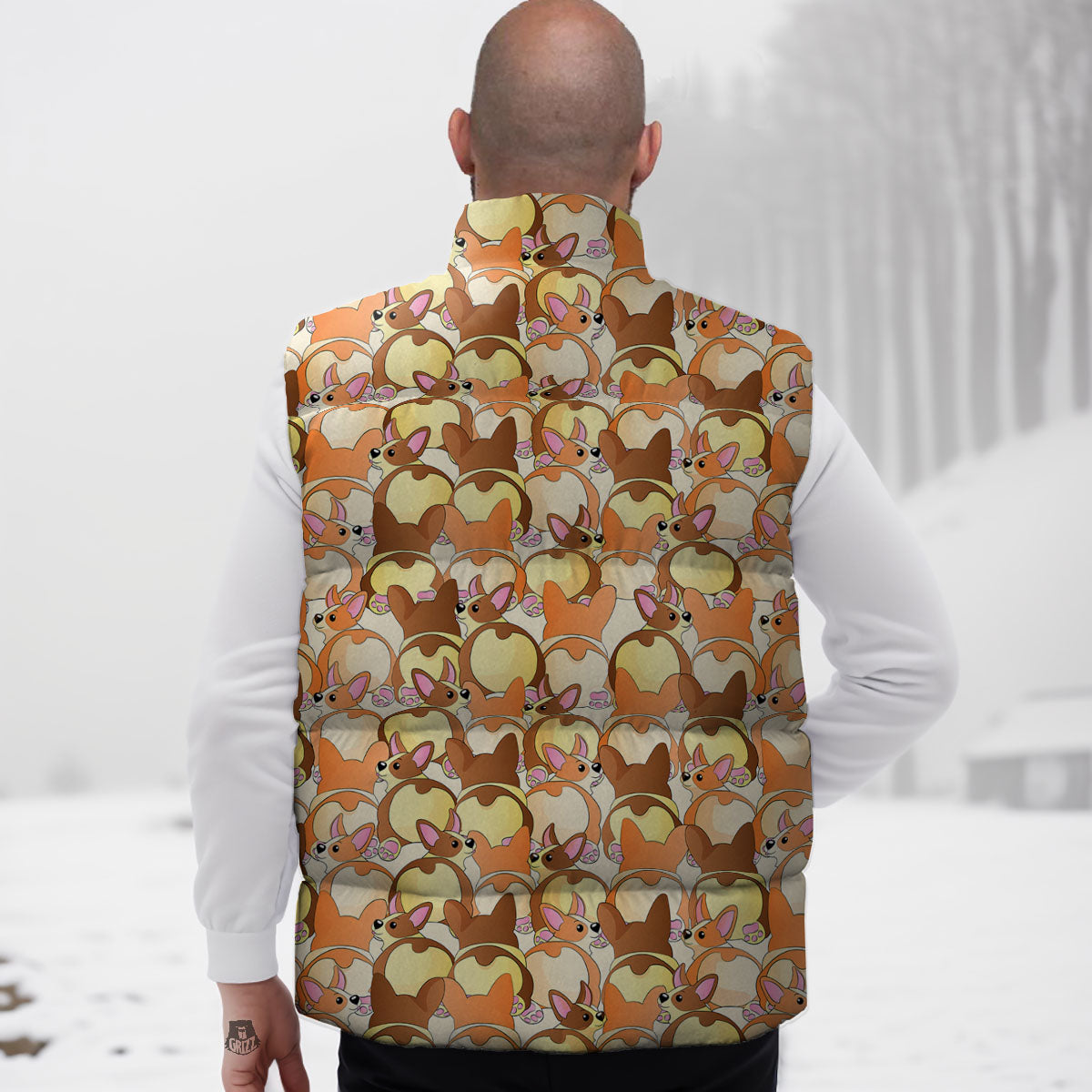 Corgi Butt Print Pattern Down Vest