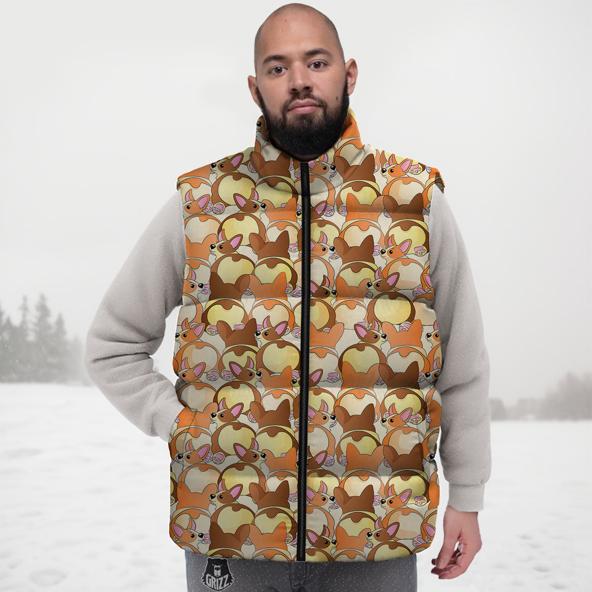 Corgi Butt Print Pattern Down Vest