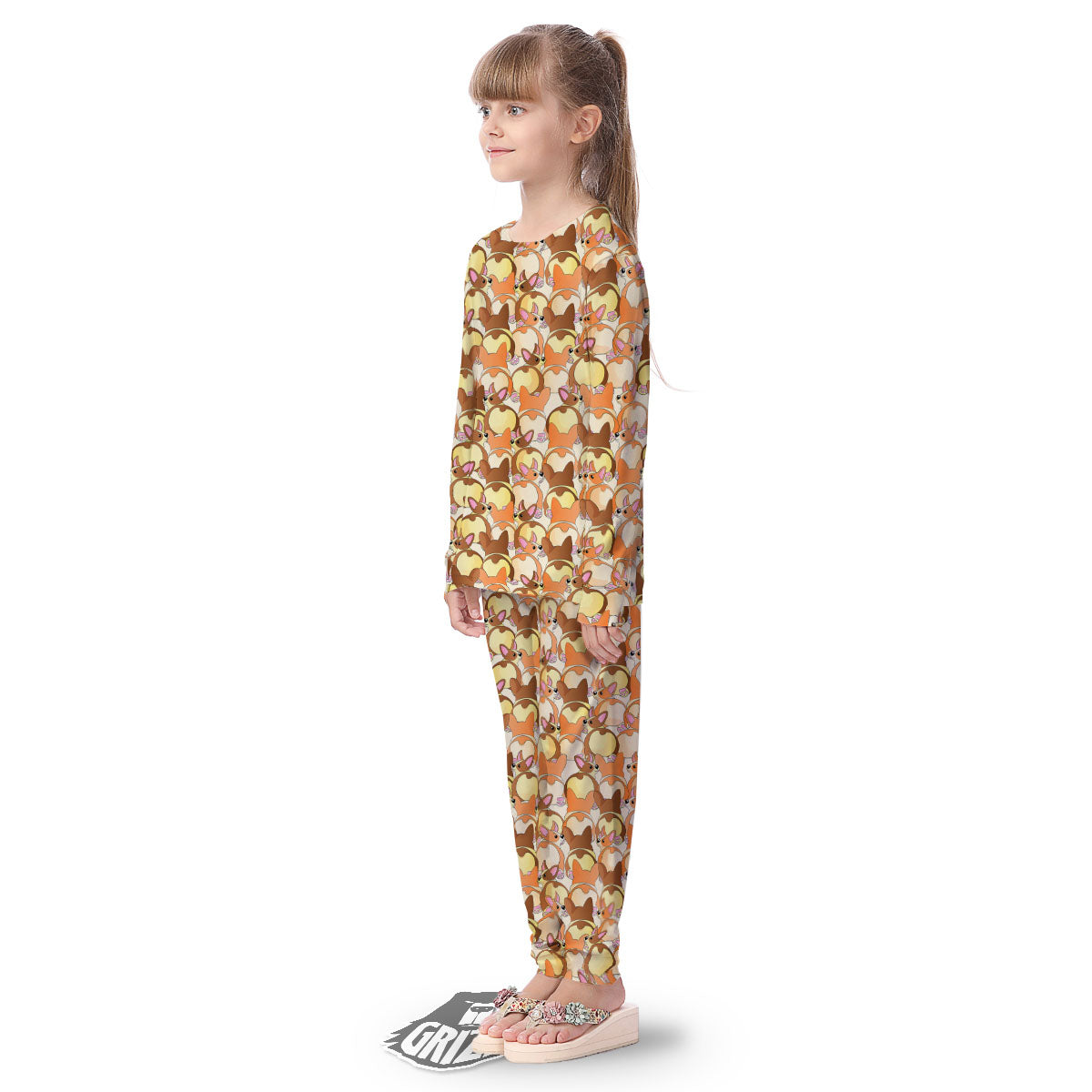 Corgi Butt Print Pattern Kid's Pajamas-grizzshop