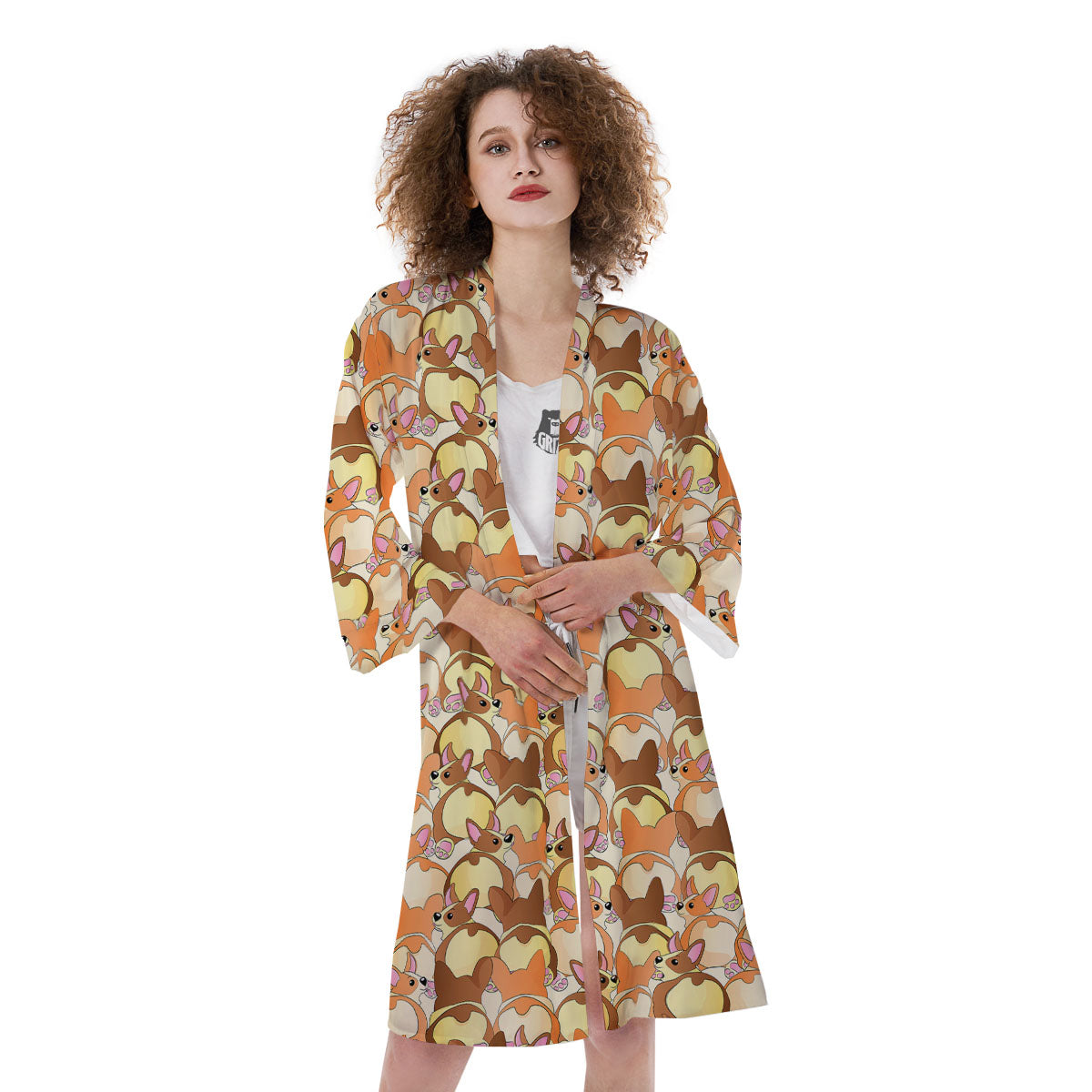Corgi Butt Print Pattern Kimono-grizzshop