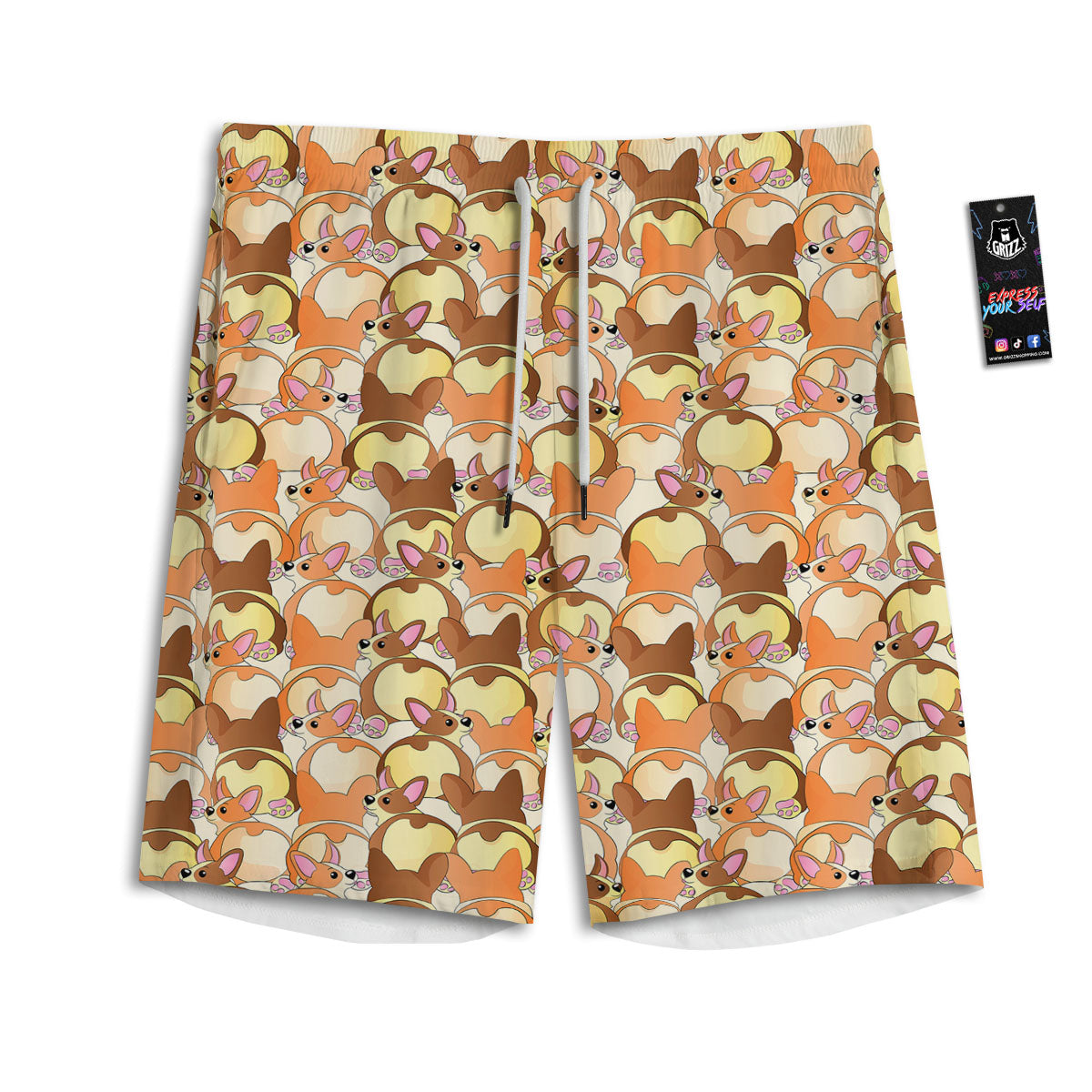 Corgi Butt Print Pattern Men's Athletic Shorts