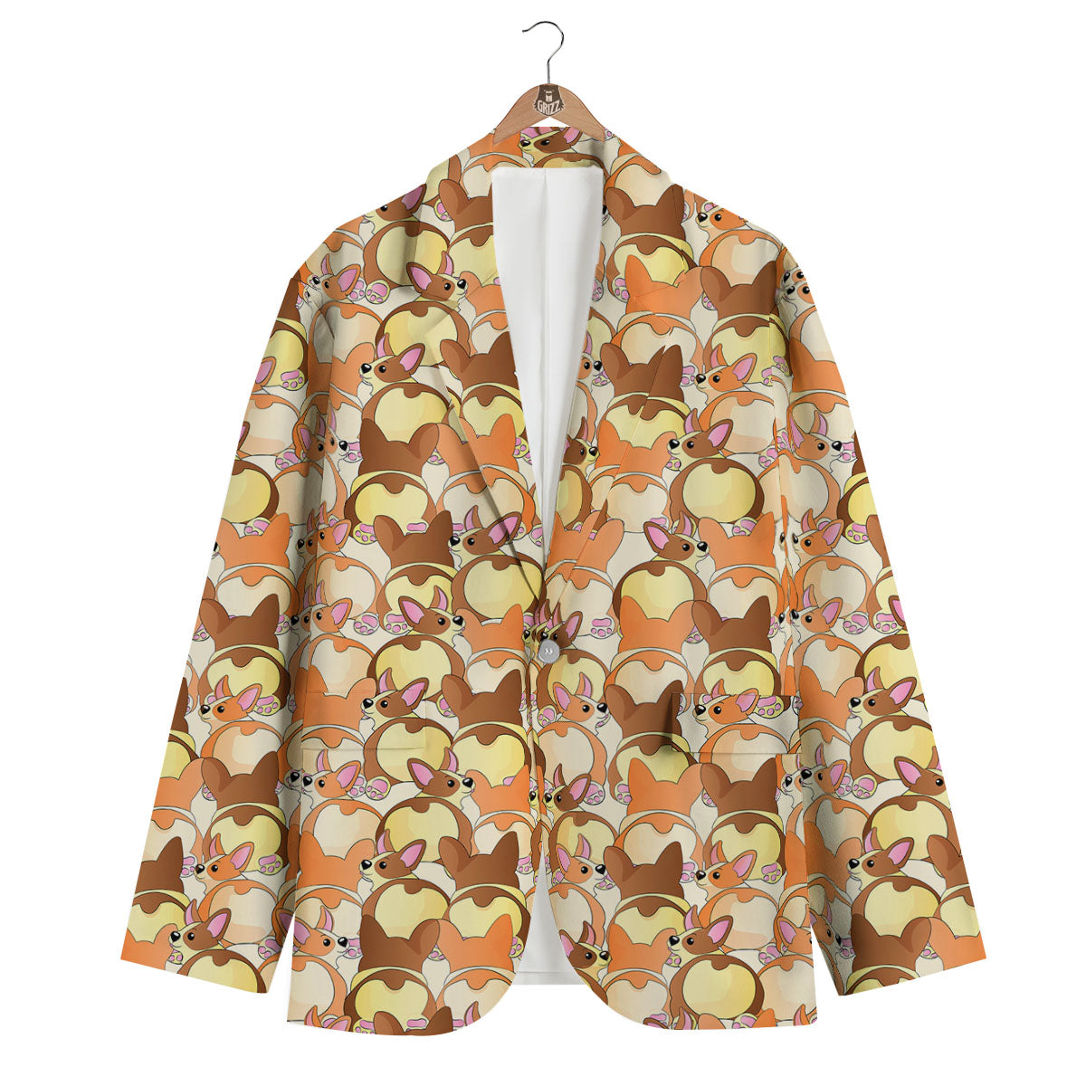Corgi Butt Print Pattern Men's Blazer-grizzshop