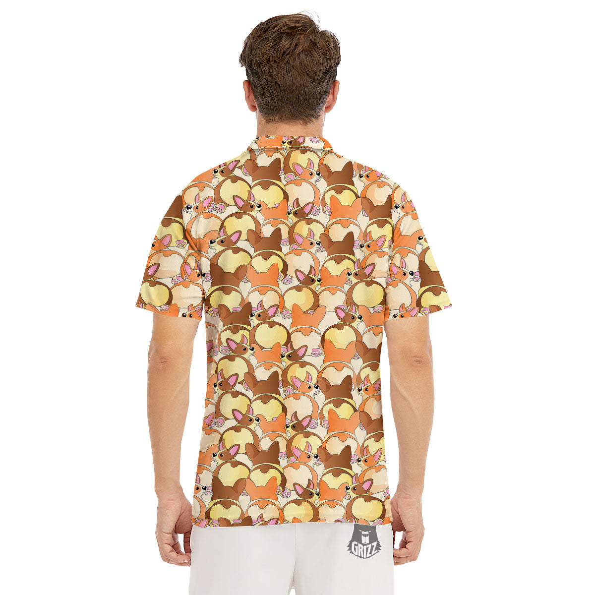 Corgi Butt Print Pattern Men's Golf Shirts-grizzshop