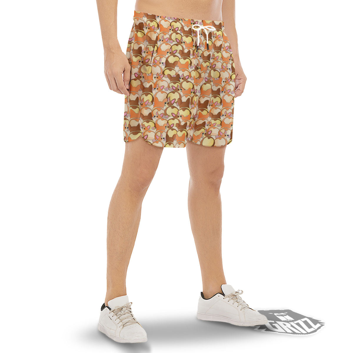 Corgi Butt Print Pattern Men's Gym Shorts-grizzshop