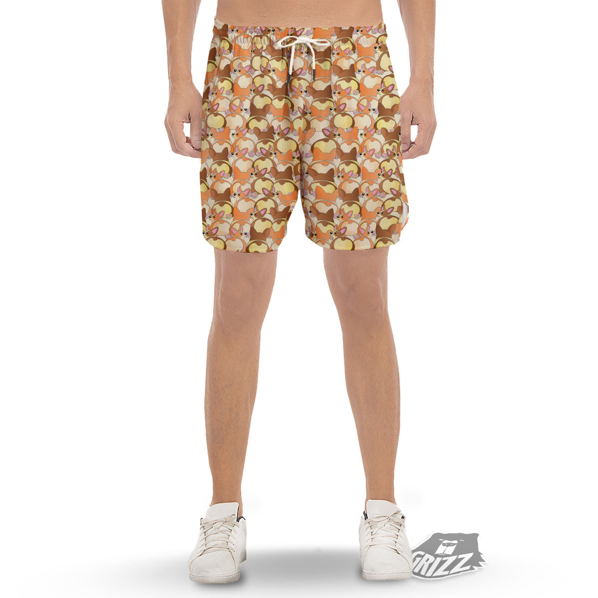 Corgi Butt Print Pattern Men's Gym Shorts-grizzshop