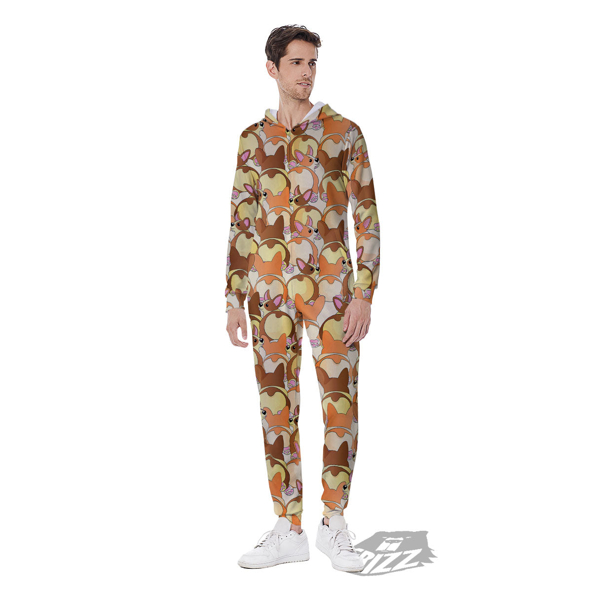 Corgi Butt Print Pattern Men's Jumpsuit-grizzshop