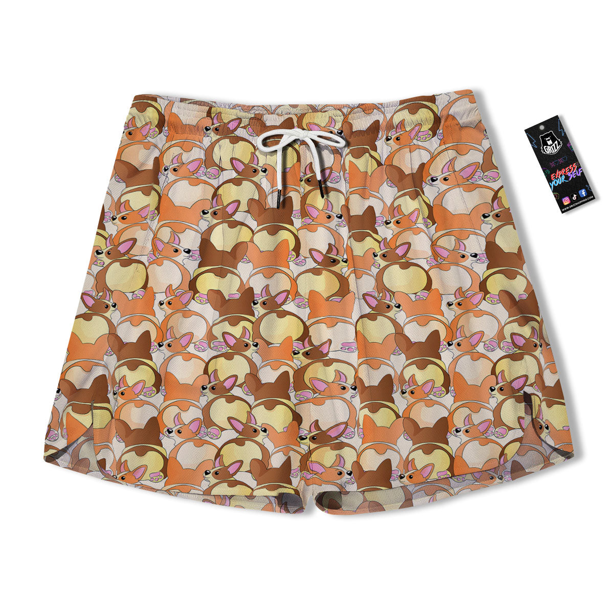 Corgi Butt Print Pattern Men's Running Shorts-grizzshop