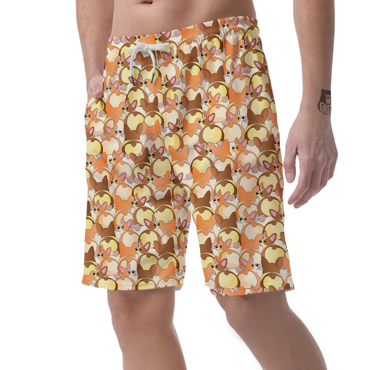 Corgi Butt Print Pattern Men's Shorts-grizzshop