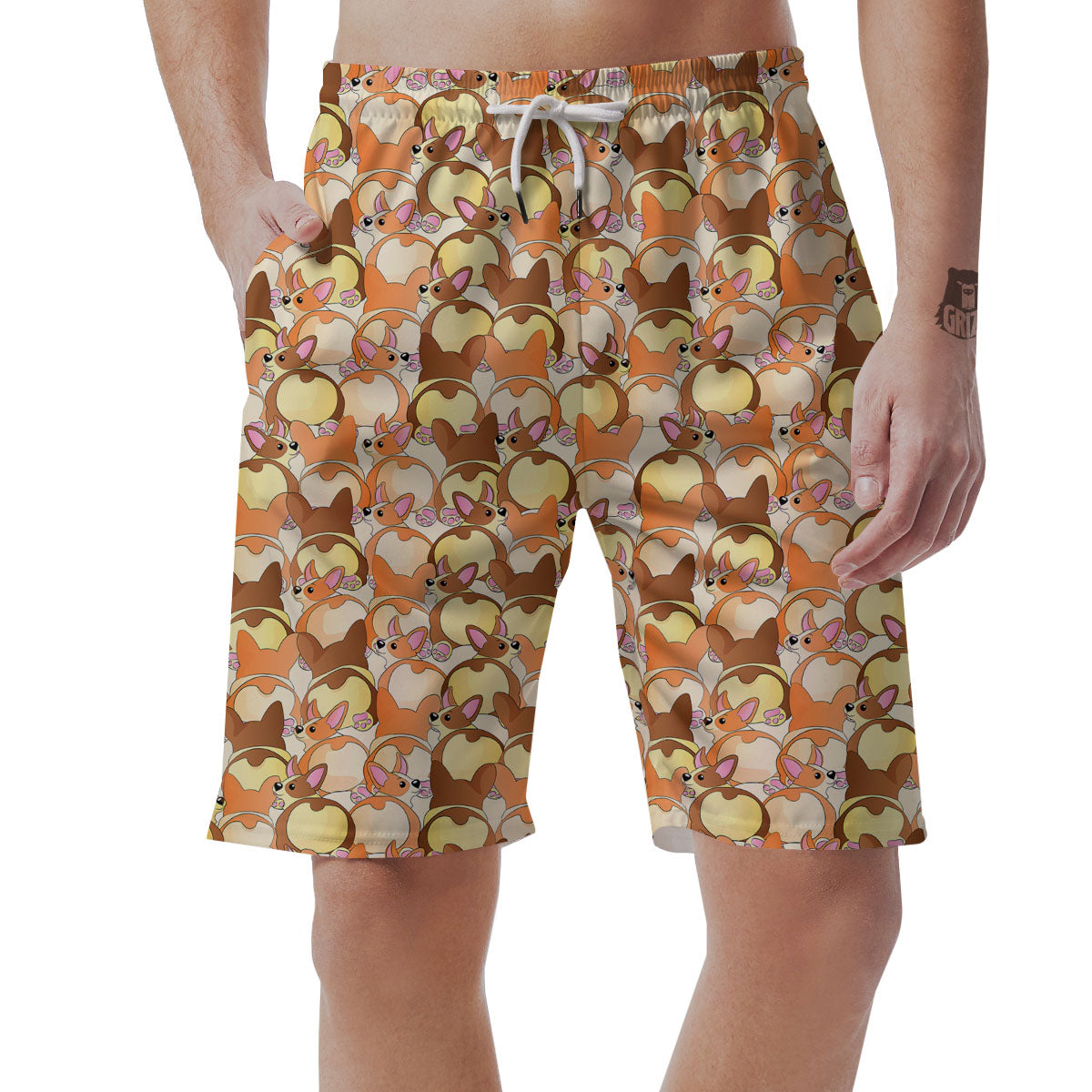 Corgi Butt Print Pattern Men's Shorts-grizzshop