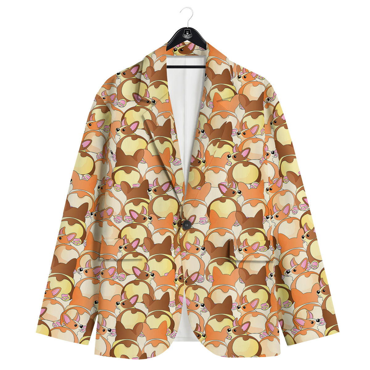 Corgi Butt Print Pattern Men's Sport Coat-grizzshop