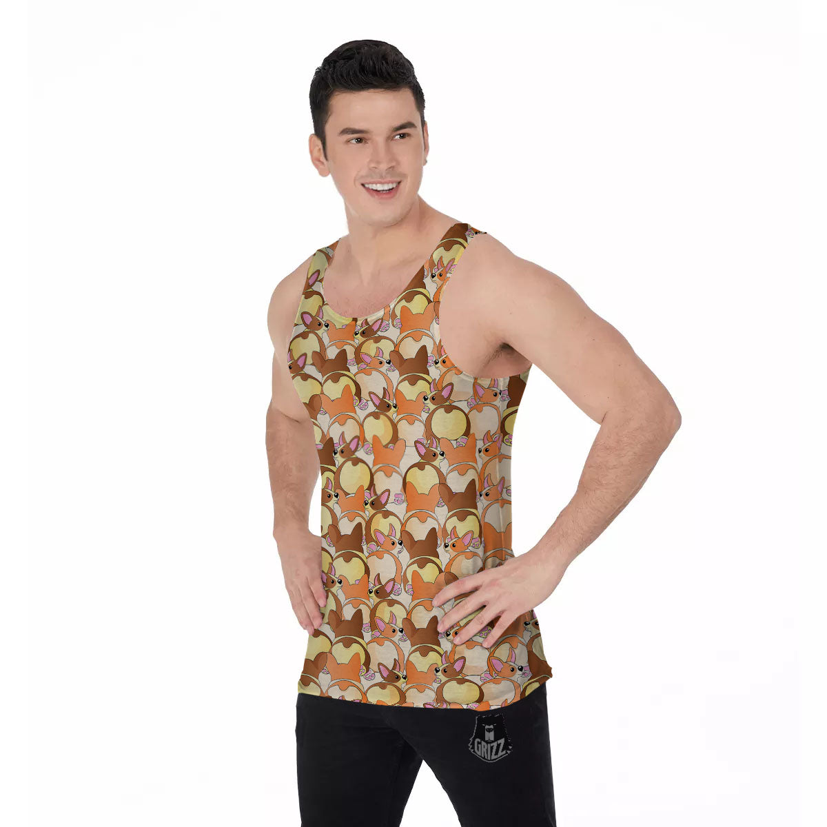 Corgi Butt Print Pattern Men's Tank Top-grizzshop