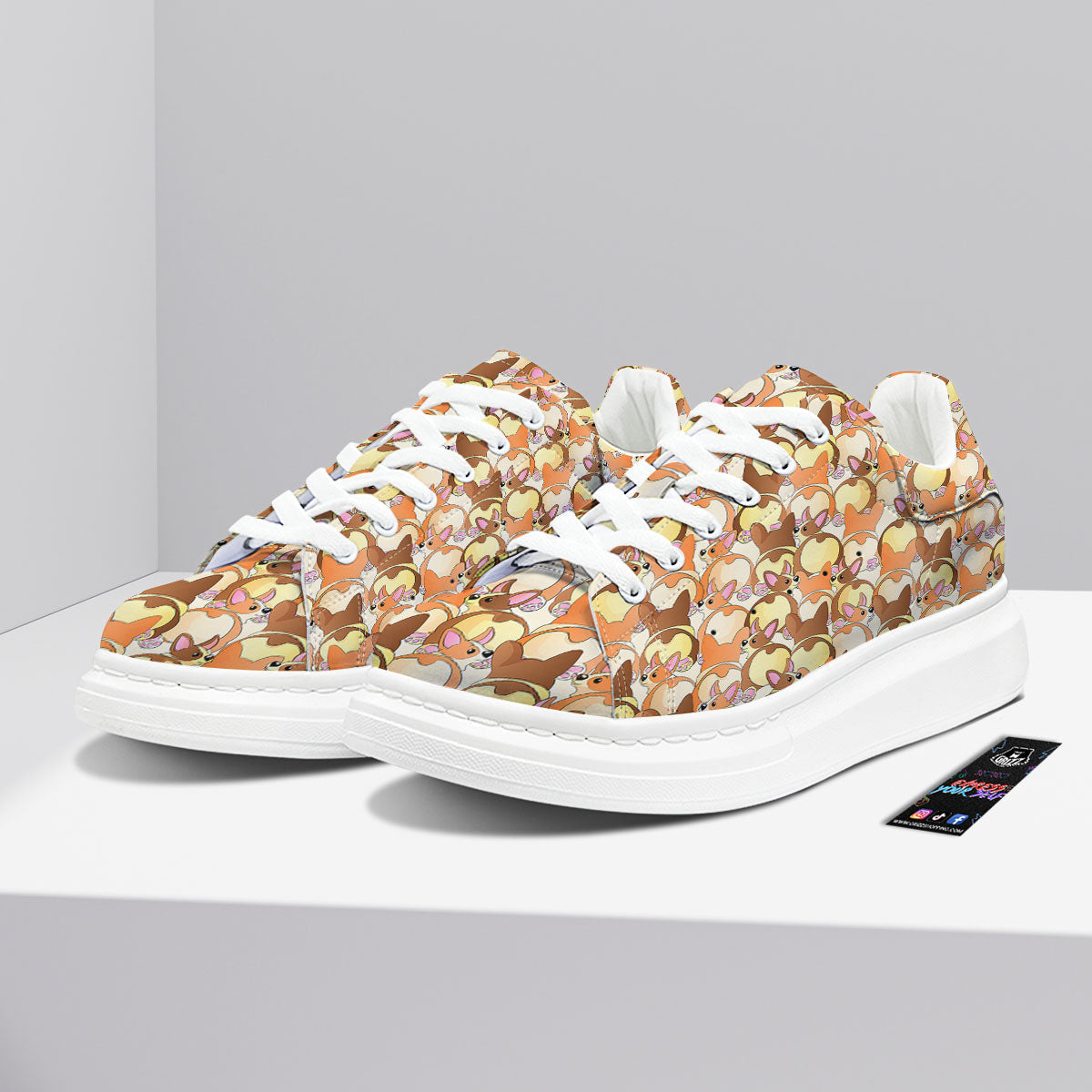Corgi Butt Print Pattern Platform Shoes-grizzshop