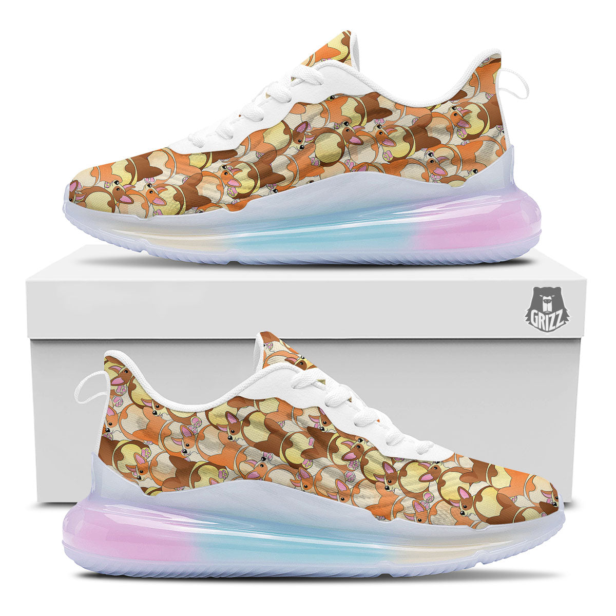 Corgi Butt Print Pattern Running Sneakers-grizzshop