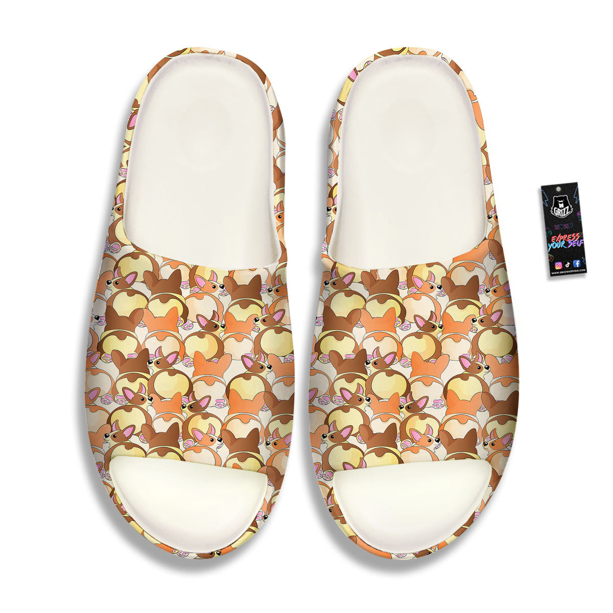 Corgi Butt Print Pattern Sandals-grizzshop