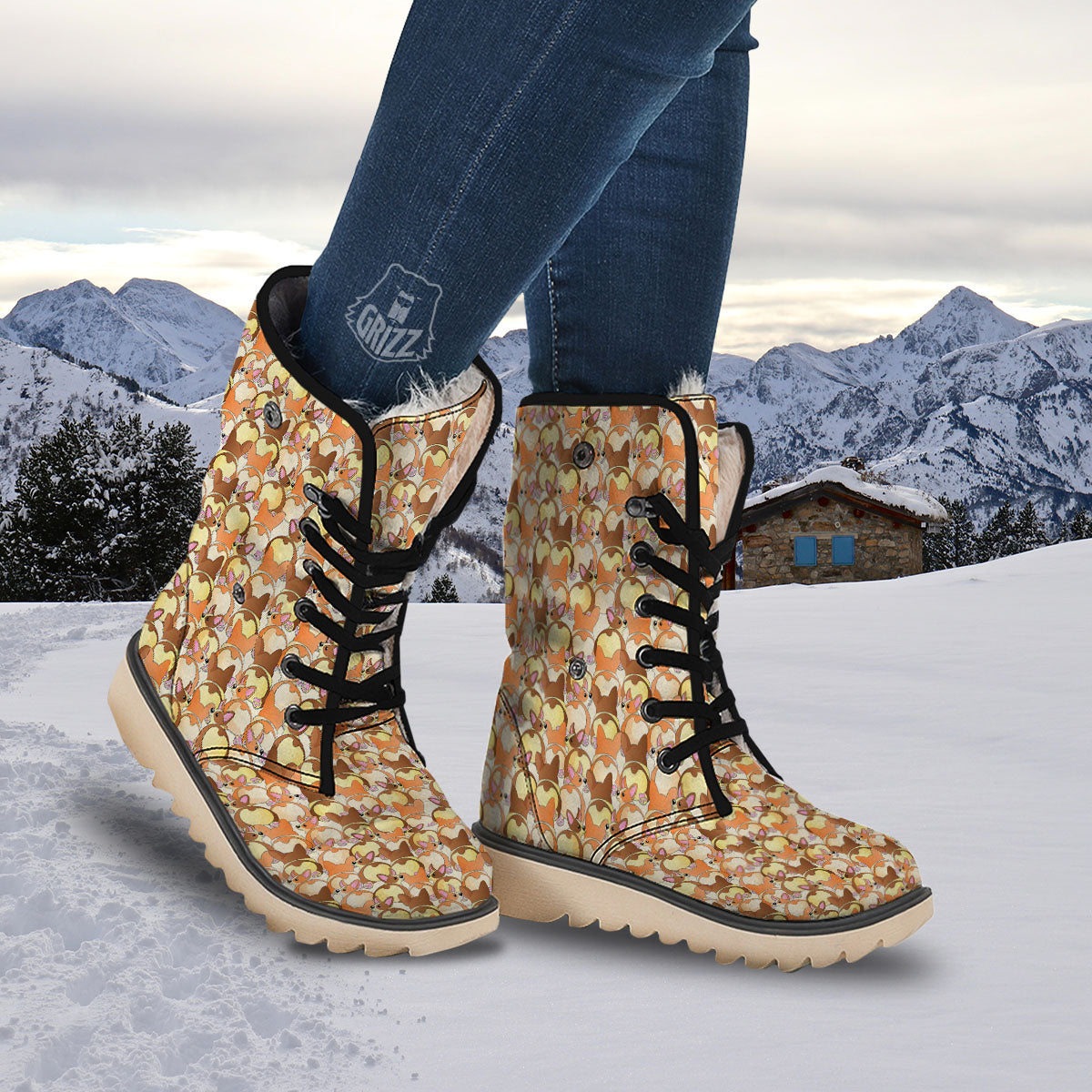 Corgi Butt Print Pattern Snow Boots-grizzshop