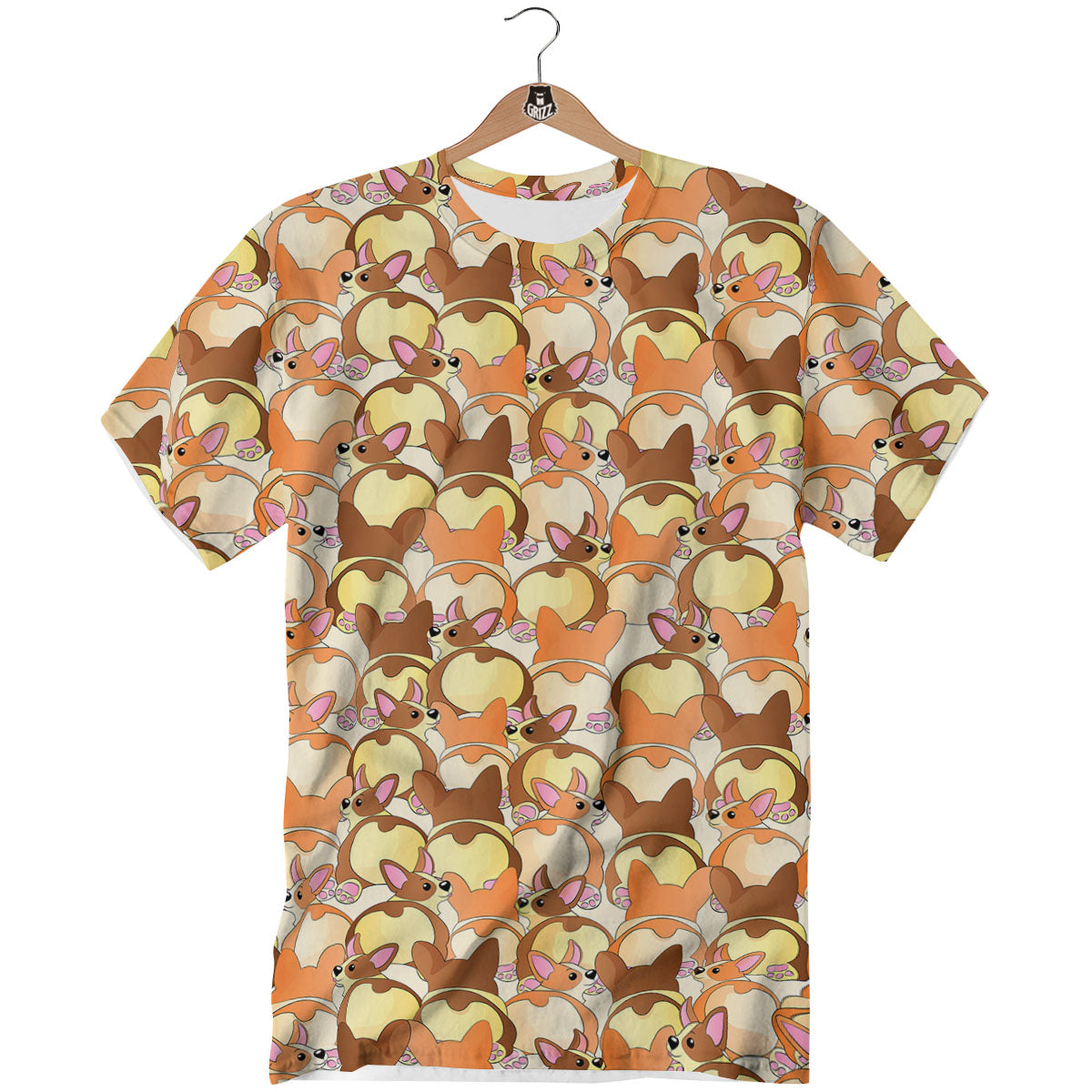 Corgi Butt Print Pattern T-Shirt-grizzshop