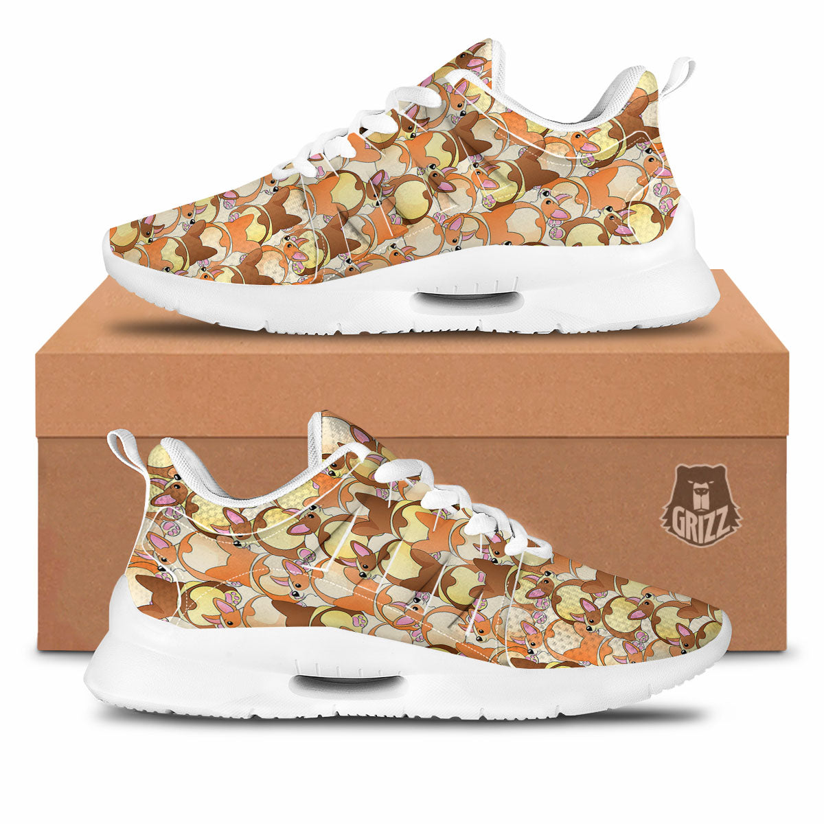 Corgi Butt Print Pattern Tennis Shoes-grizzshop