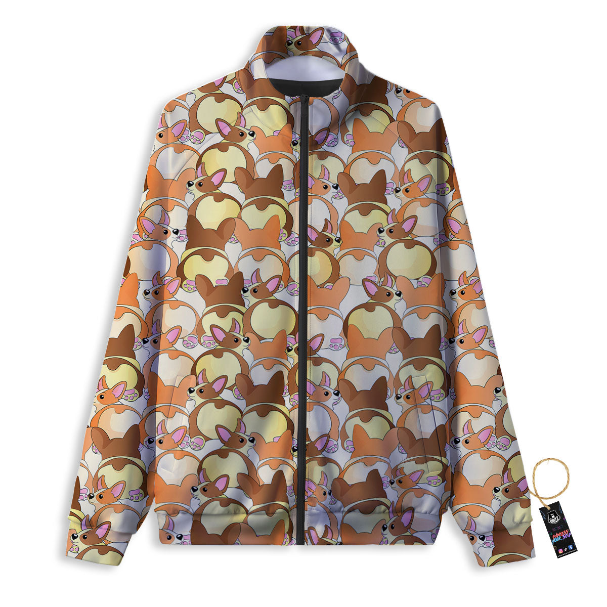 Corgi Butt Print Pattern Track Jacket-grizzshop