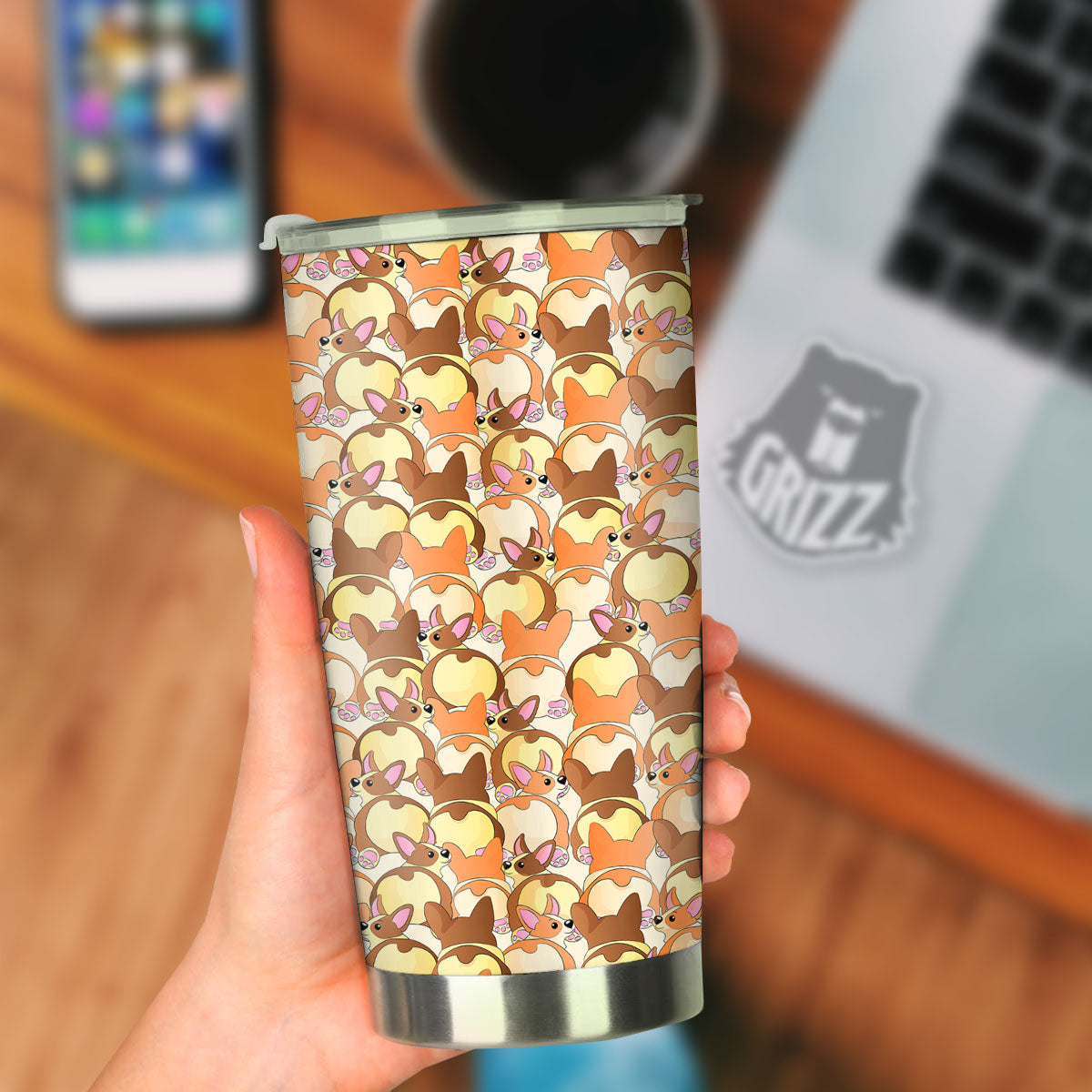 Corgi Butt Print Pattern Tumbler-grizzshop