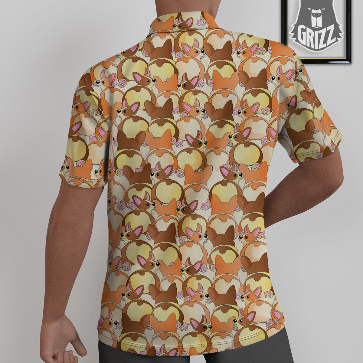 Corgi Butt Print Pattern Untucked Shirts-grizzshop