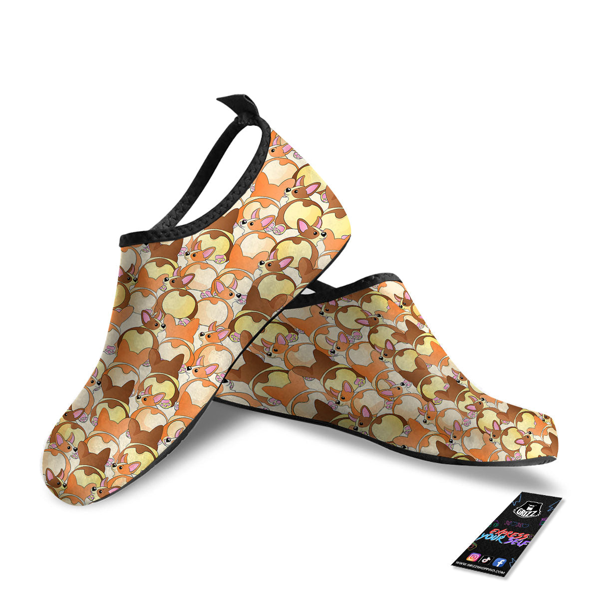 Corgi Butt Print Pattern Water Shoes-grizzshop