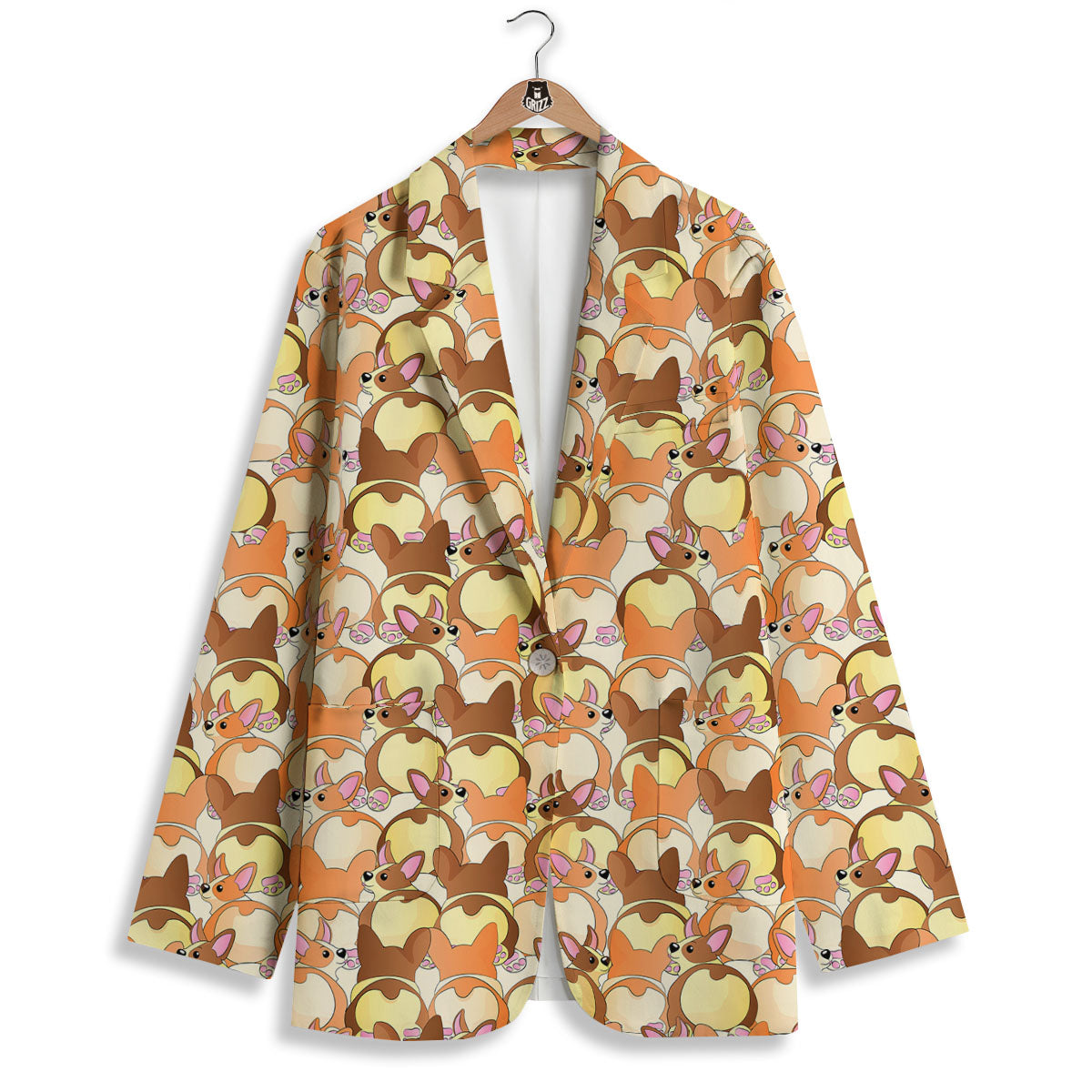 Corgi Butt Print Pattern Women's Blazer-grizzshop