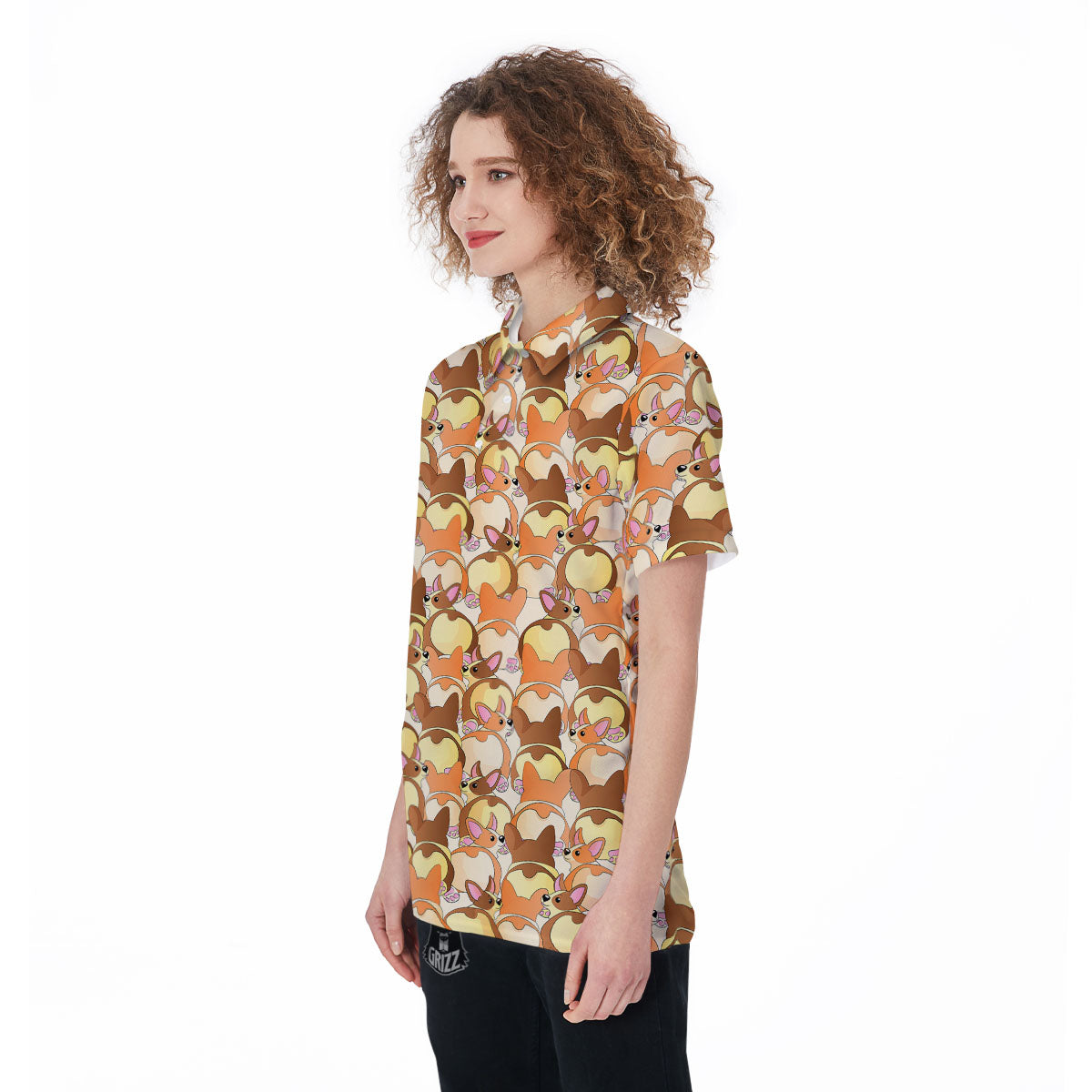 Corgi Butt Print Pattern Women's Golf Shirts-grizzshop